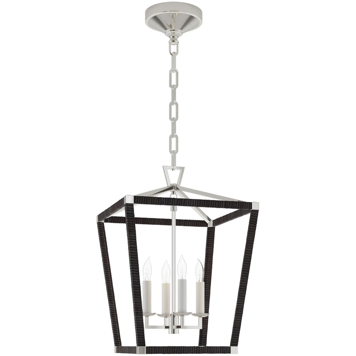 Visual Comfort Signature Collection CHC5876PN/BRT Chapman & Myers Darlana5 LED 12.5 inch Polished Nickel and Black Rattan Wrapped Lantern Ceiling Ligh