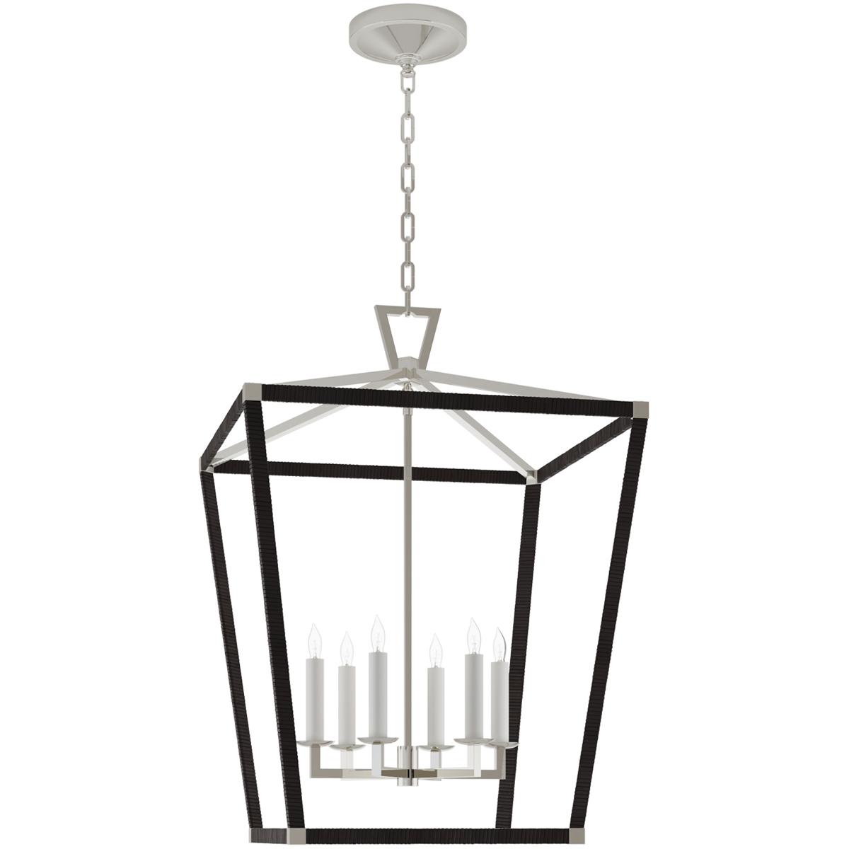 Visual Comfort Signature Collection CHC5879PN/BRT Chapman & Myers Darlana5 LED 24 inch Polished Nickel and Black Rattan Wrapped Lantern Ceiling Light,