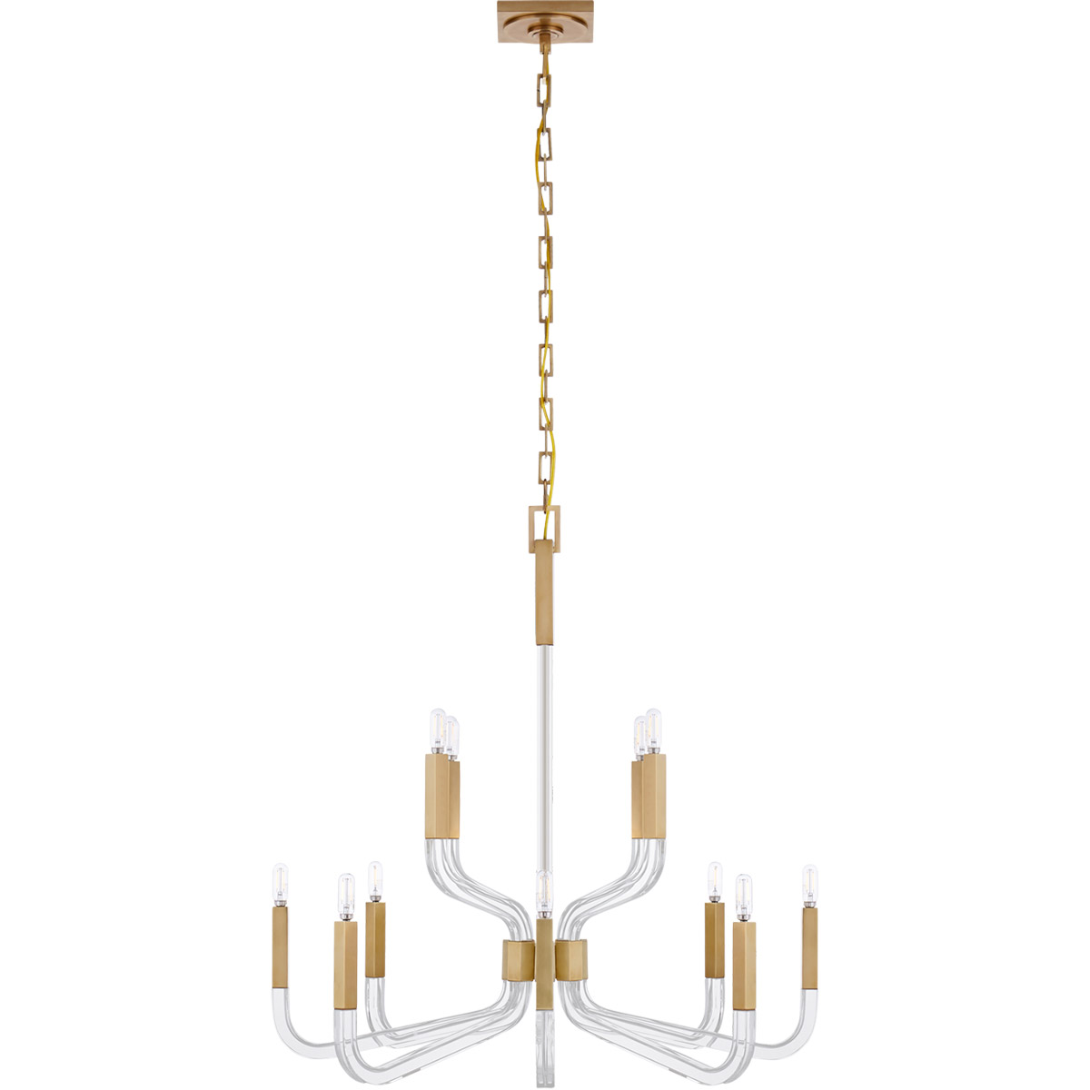 Visual Comfort Signature Collection CHC5903AB/CG Chapman & Myers Reagan 12 Light 32 inch Antique-Burnished Brass and Crystal Two Tier Chandelier Ceili