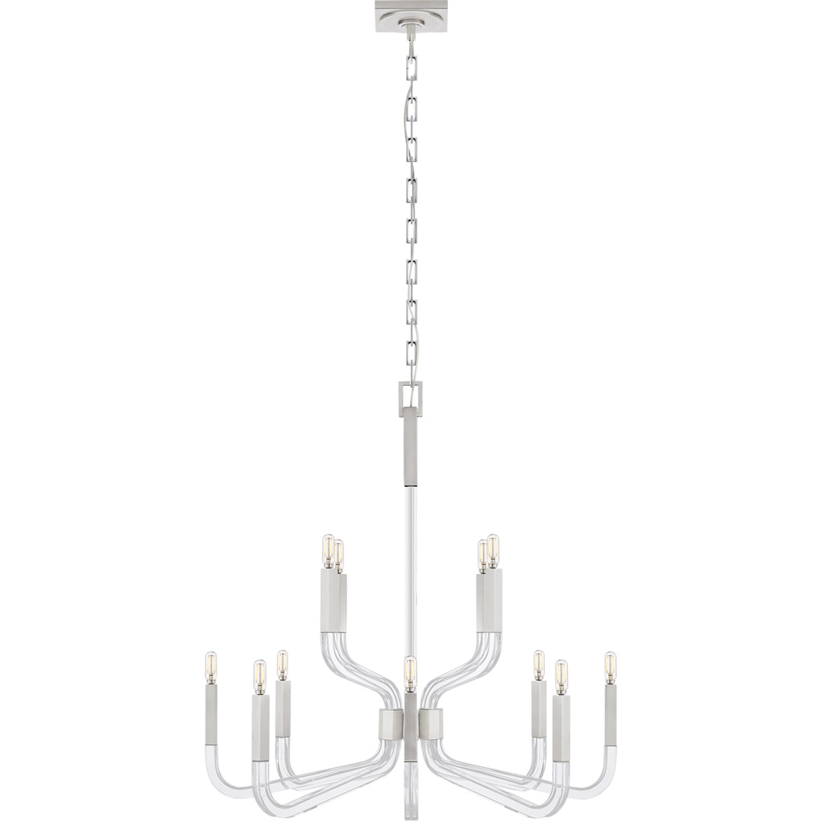 Visual Comfort Signature Collection CHC5903PN/CG Chapman & Myers Reagan 12 Light 32 inch Polished Nickel and Crystal Two Tier Chandelier Ceiling Light