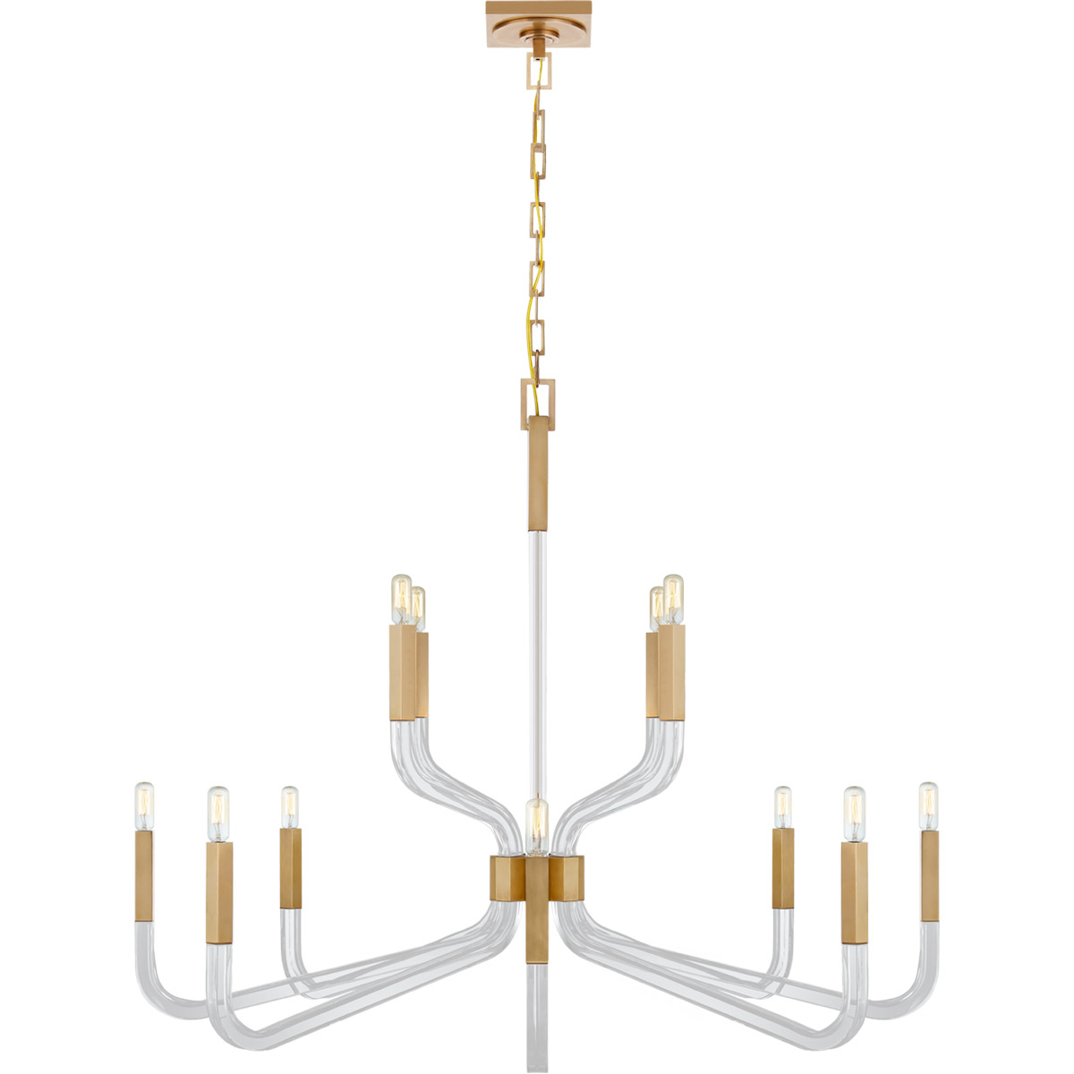 Visual Comfort Signature Collection CHC5904AB/CG Chapman & Myers Reagan 12 Light 44.75 inch Antique-Burnished Brass and Crystal Two Tier Chandelier Ce
