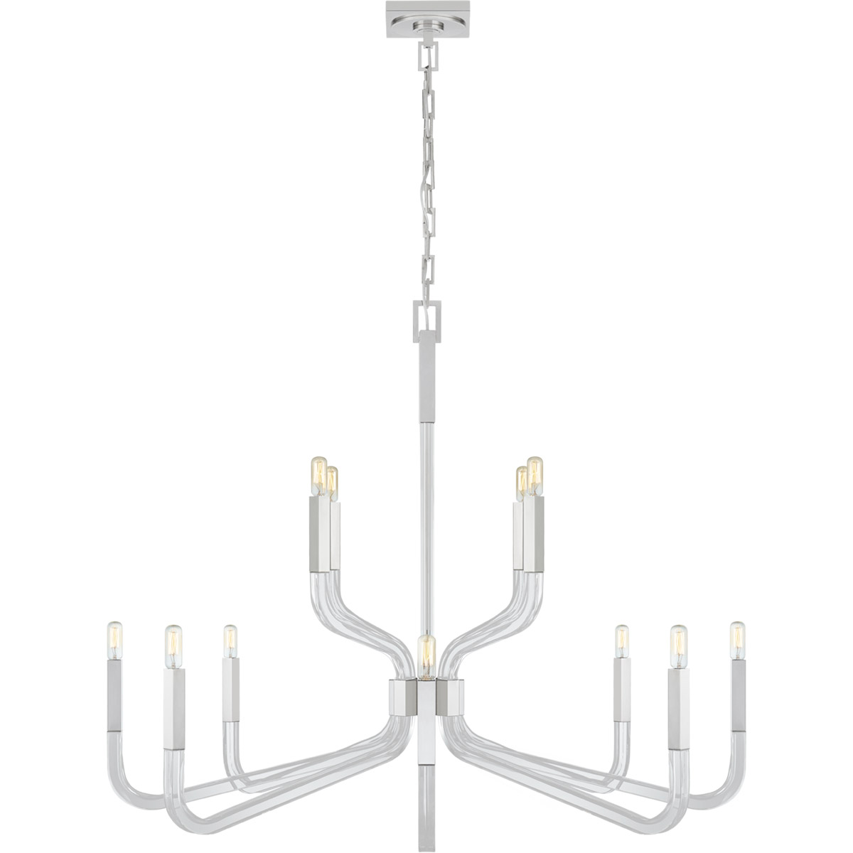 Visual Comfort Signature Collection CHC5904PN/CG Chapman & Myers Reagan 12 Light 44.75 inch Polished Nickel and Crystal Two Tier Chandelier Ceiling Li
