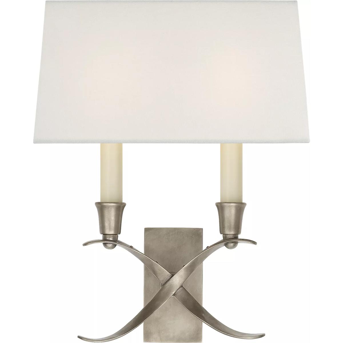 Lighting New York CHD1190AN-L Visual Comfort Signature Collection Chapman & Myers Cross Bouillotte 2 Light 11.5 inch Antique Nickel Sconce Wall Light