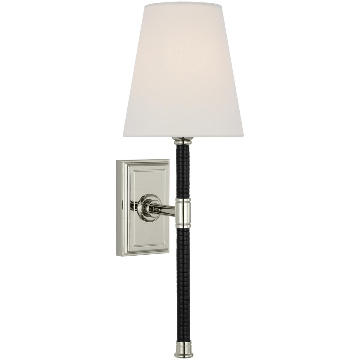 Lighting New York R-CHD2083PN/BRT-L Visual Comfort Signature Collection Chapman & Myers Basden LED 5.5 inch Polished Nickel and Black Rattan Tail Scon