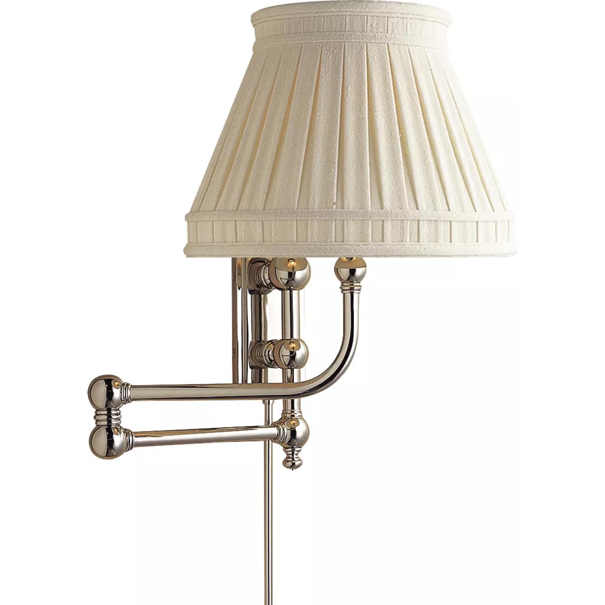 Visual Comfort Signature Collection CHD2154PN-LCC Chapman & Myers Pimlico 25 inch 60 watt Polished Nickel Swing Arm Wall Light in Linen Collar