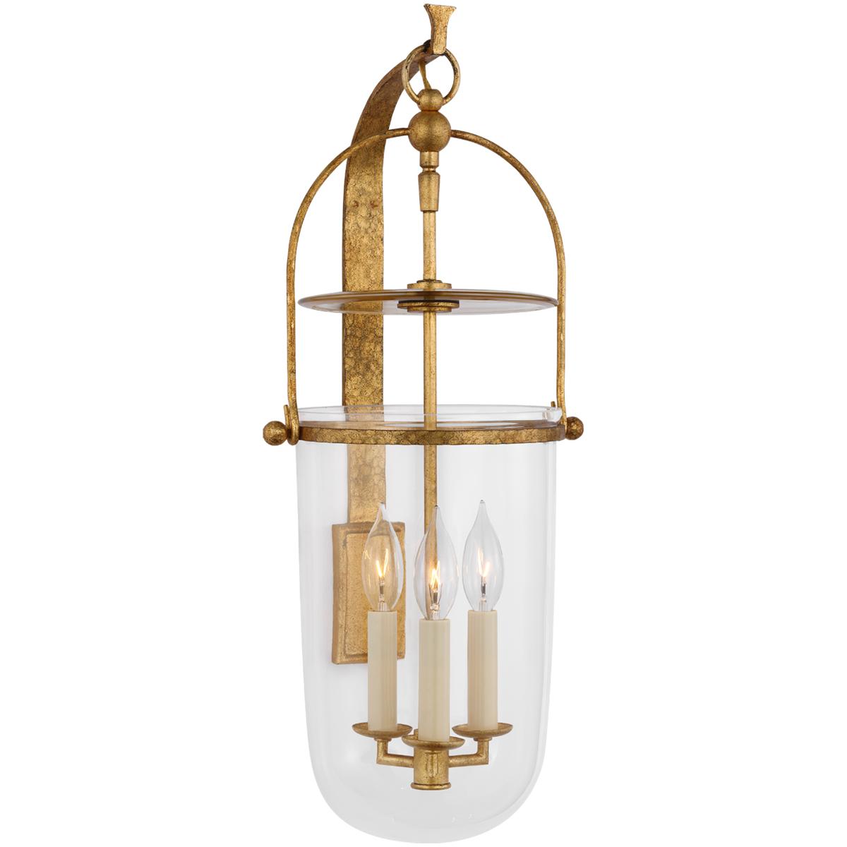 Visual Comfort Signature Collection CHD2270GI-CG Chapman & Myers Lorford 3 Light 10 inch Gilded Iron Sconce Wall Light in Clear Glass, Medium