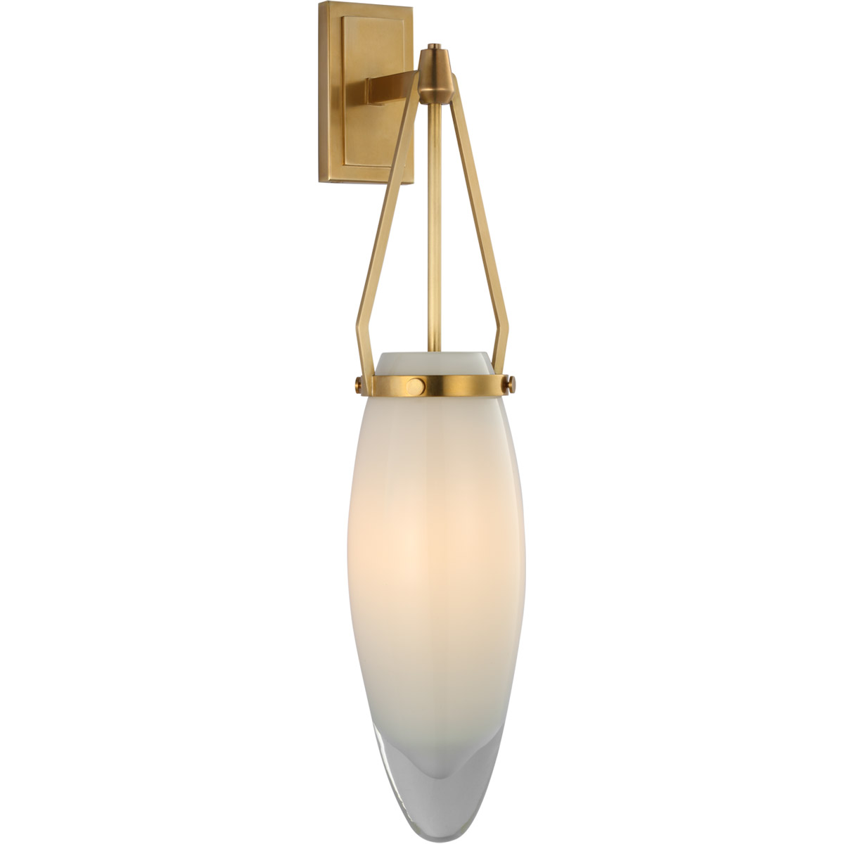 Visual Comfort Signature Collection CHD2420AB-WG Chapman & Myers Myla LED 4.25 inch Antique-Burnished Brass Bracketed Sconce Wall Light in White Glass