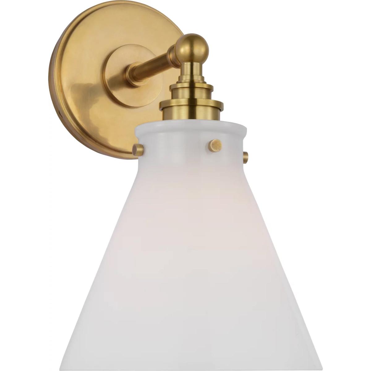 Visual Comfort Signature Collection CHD2527AB-WG Chapman & Myers Parkington LED 7.25 inch Antique-Burnished Brass Single Bath Wall Light in White Glas
