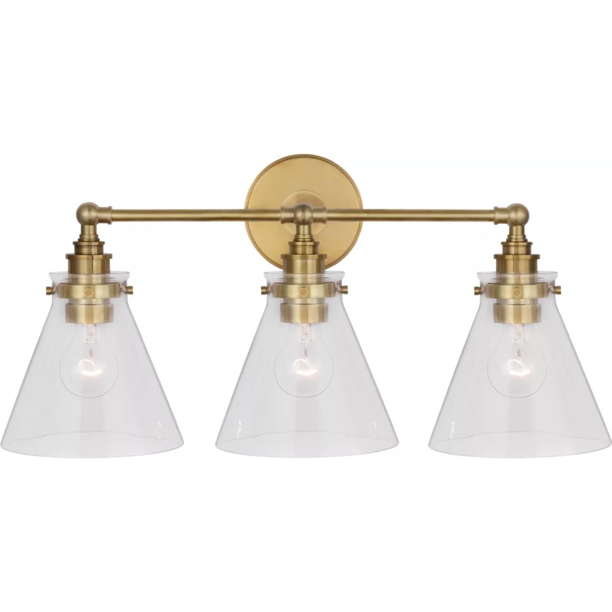 Visual Comfort Signature Collection CHD2529AB-CG Chapman & Myers Parkington LED 24 inch Antique-Burnished Brass Bath Bar Wall Light in Clear Glass