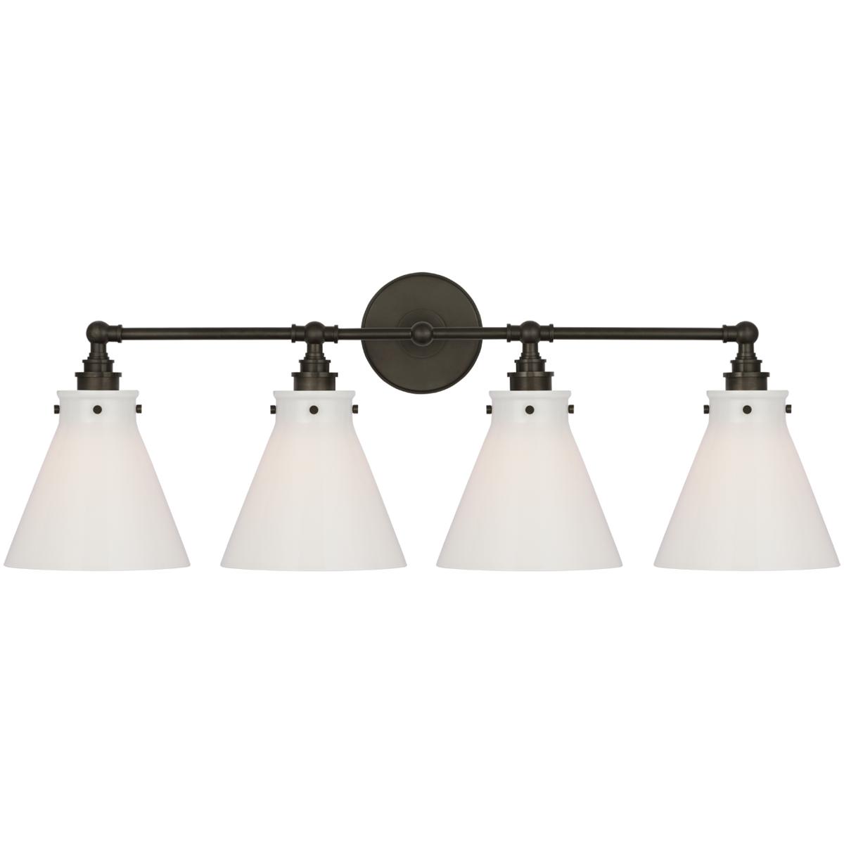 Visual Comfort Signature Collection CHD2530BZ-WG Chapman & Myers Parkington LED 32.5 inch Bronze Bath Bar Wall Light in White Glass