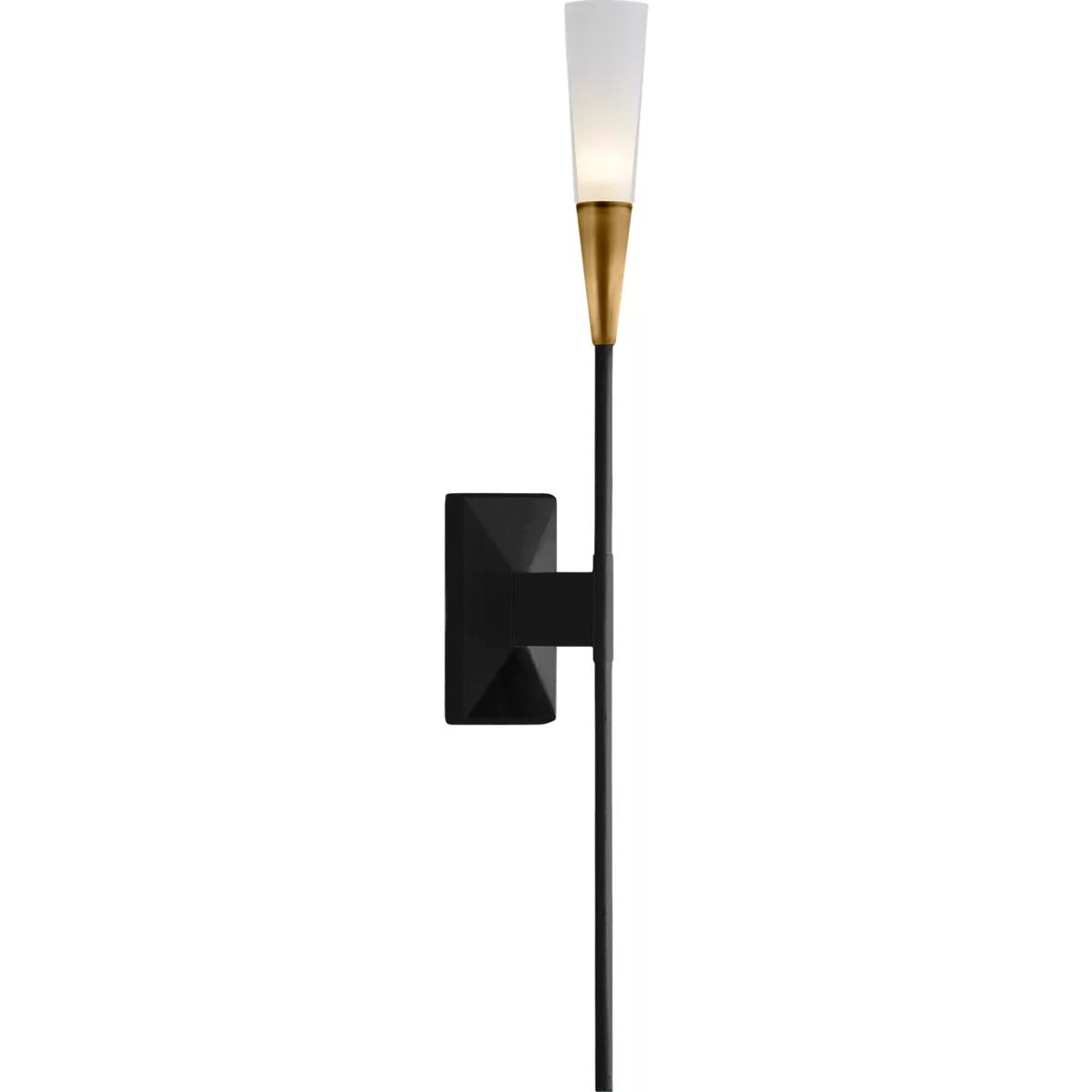 Visual Comfort Signature Collection CHD2601BLK Chapman & Myers Stellar LED 2.5 inch Matte Black and Antique Brass Single Tail Sconce Wall Light