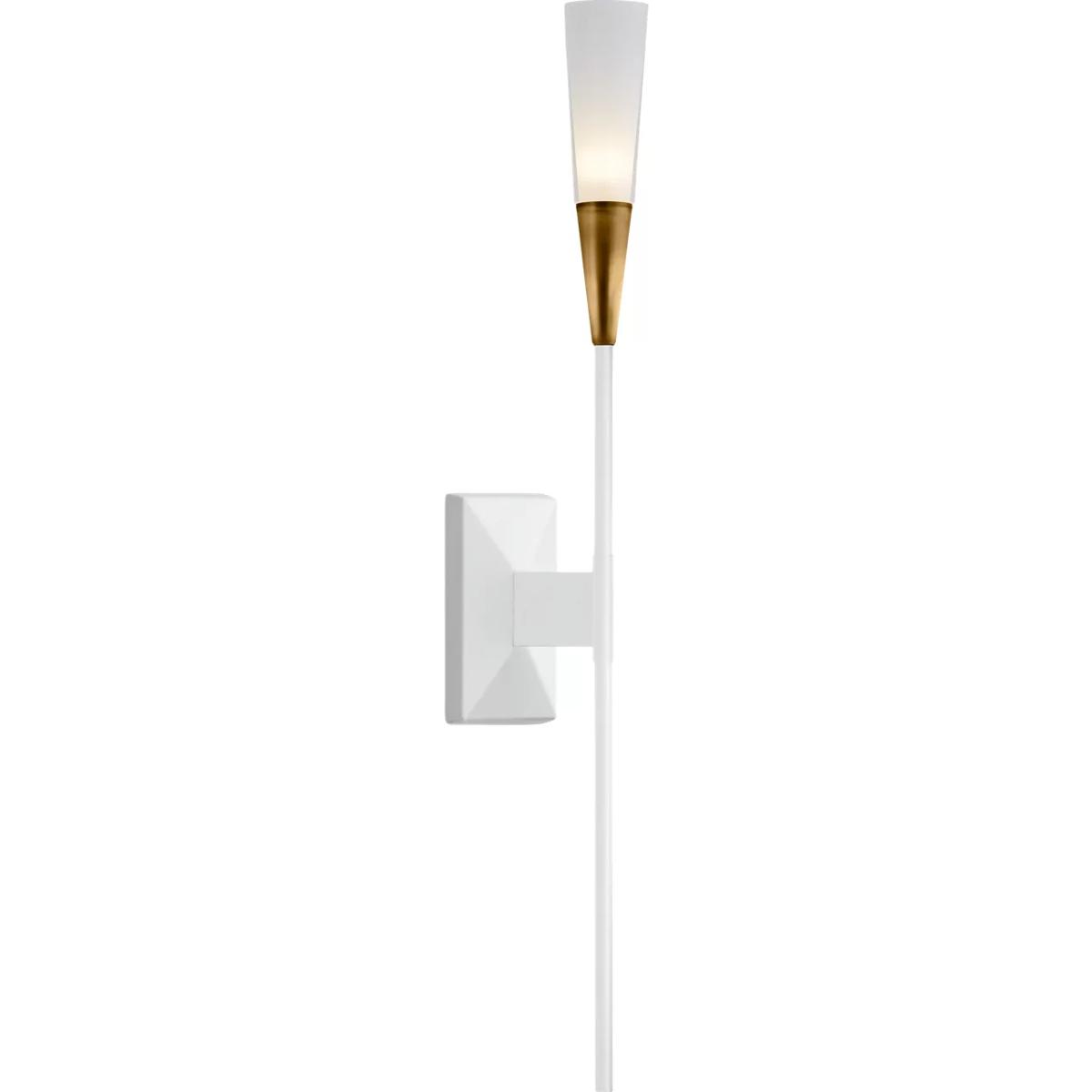 Visual Comfort Signature Collection CHD2601WHT Chapman & Myers Stellar LED 2.5 inch Matte White and Antique Brass Single Tail Sconce Wall Light