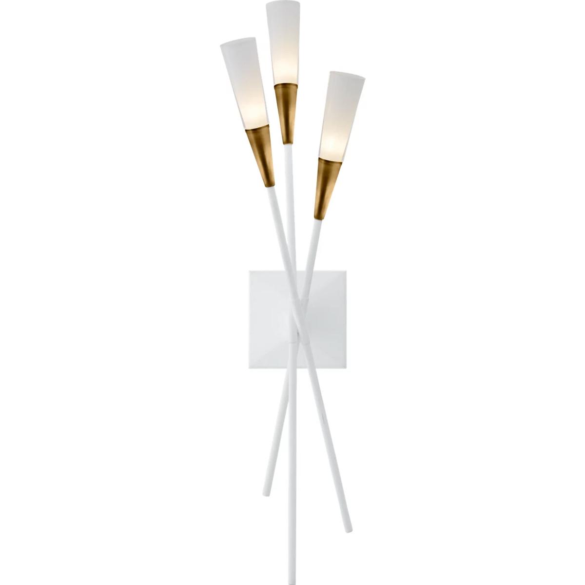 Visual Comfort Signature Collection CHD2602WHT Chapman & Myers Stellar LED 6 inch Matte White and Antique Brass Triple Tail Sconce Wall Light