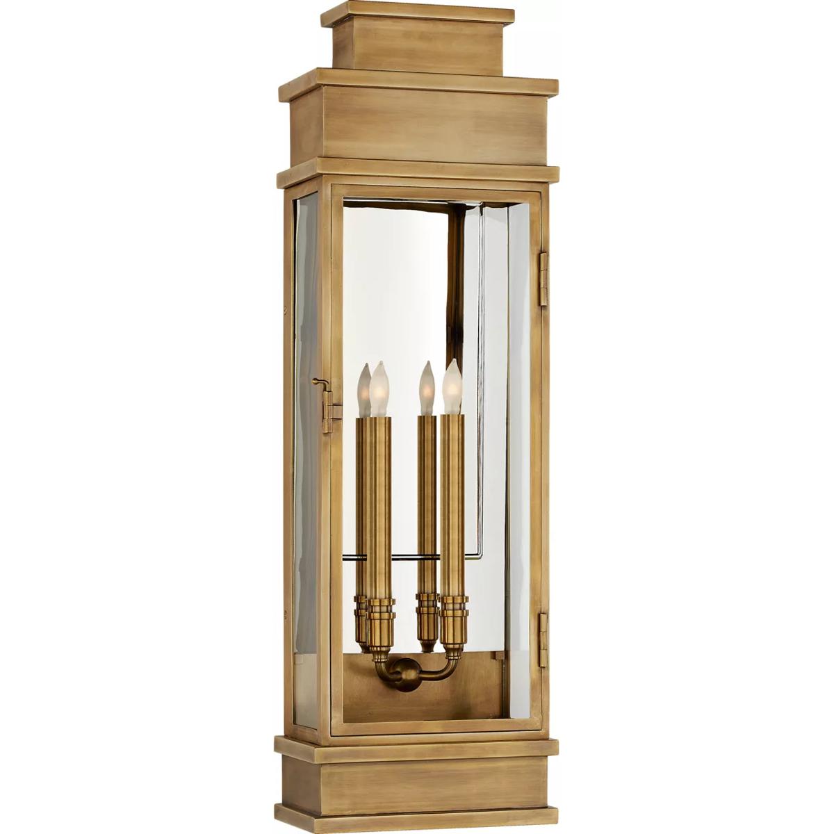Visual Comfort Signature Collection CHD2911AB-CG Chapman & Myers Linear Lantern 2 Light 29 inch Antique-Burnished Brass Outdoor Wall Lantern, Large
