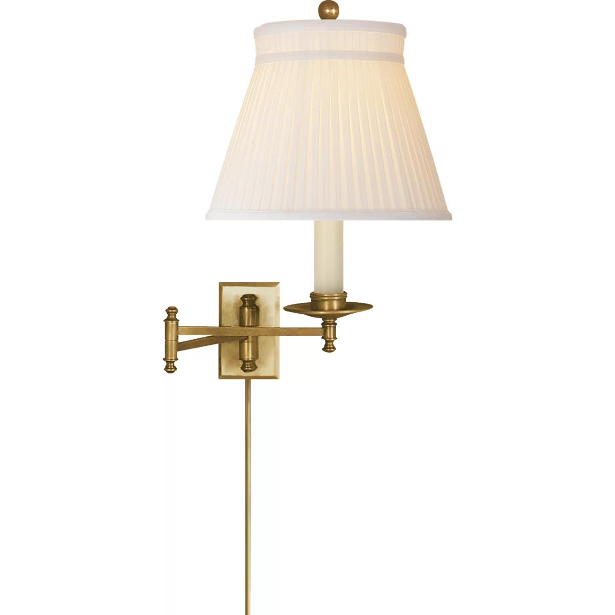 Visual Comfort Signature Collection CHD5101AB-SC Chapman & Myers Dorchester3 22 inch 100 watt Antique-Burnished Brass Swing Arm Wall Light in Silk