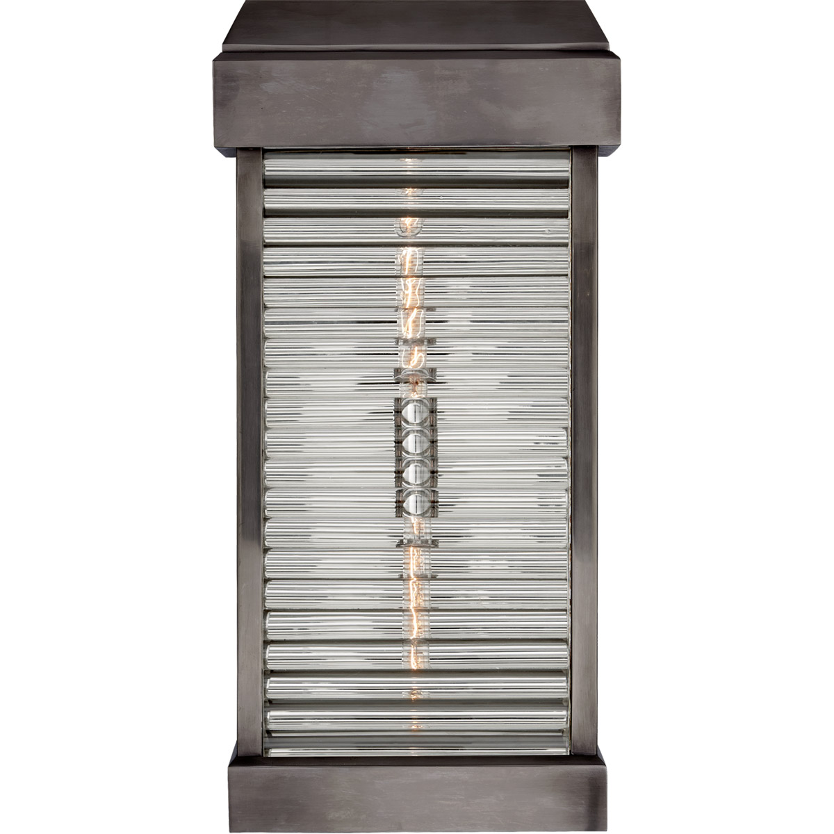 Visual Comfort Signature Collection CHO2019BZ-CG Chapman & Myers Dunmore 2 Light 23 inch Bronze Outdoor Curved Glass Louver Sconce, Large