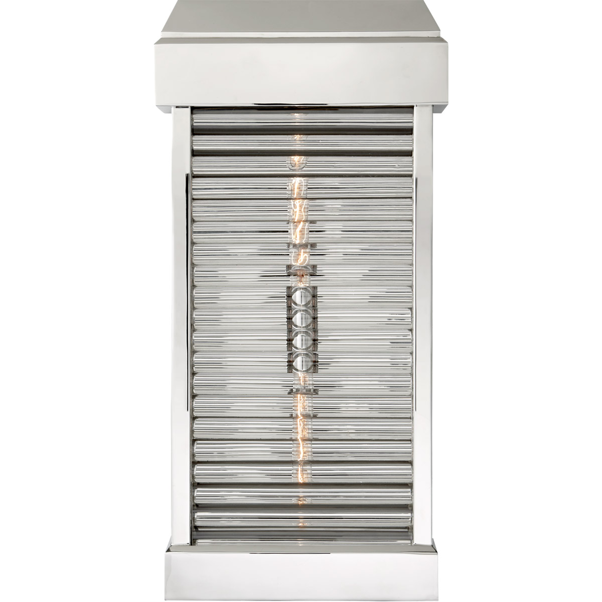 Visual Comfort Signature Collection CHO2019PN-CG Chapman & Myers Dunmore 2 Light 23 inch Polished Nickel Outdoor Curved Glass Louver Sconce, Large