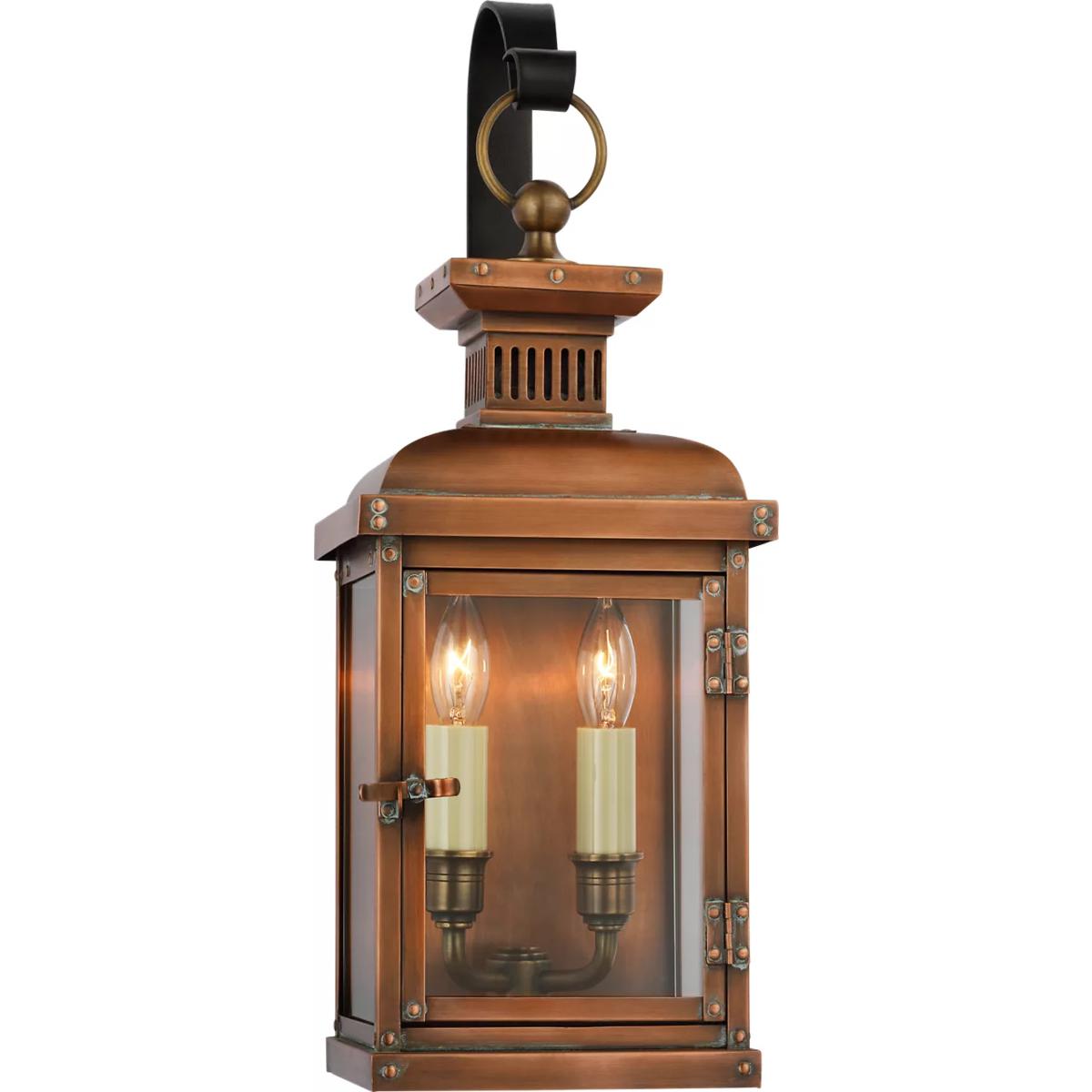 Visual Comfort Signature Collection CHO2061NC Chapman & Myers Suffork 2 Light 17.75 inch Natural Copper Outdoor Wall Lantern, Small