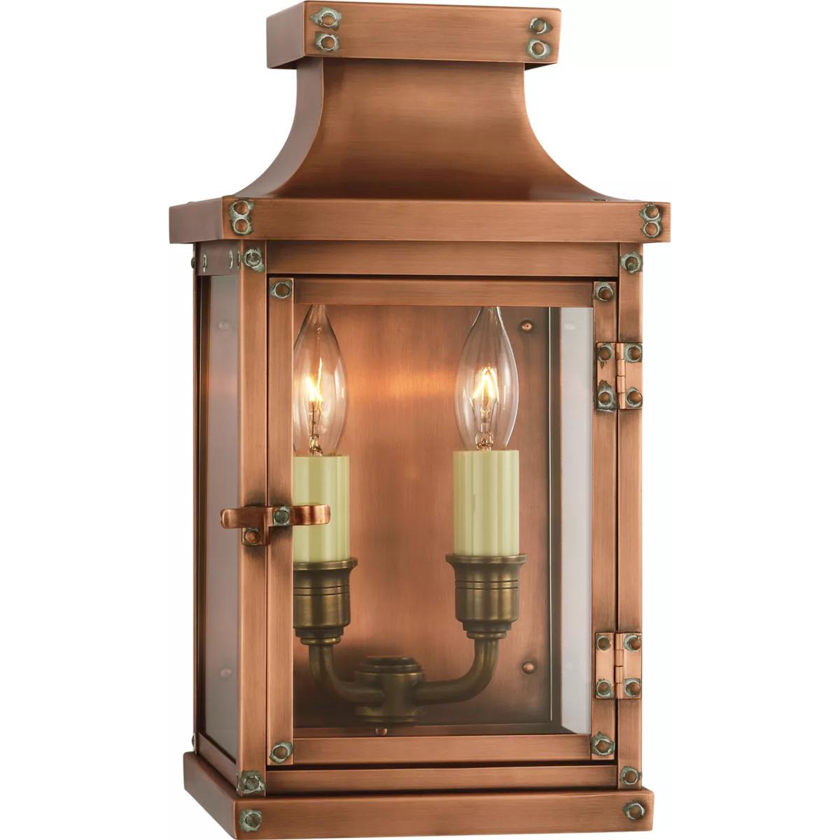Visual Comfort Signature Collection CHO2150NC Chapman & Myers Bedford 2 Light 12 inch Natural Copper Outdoor Wall Lantern, Small