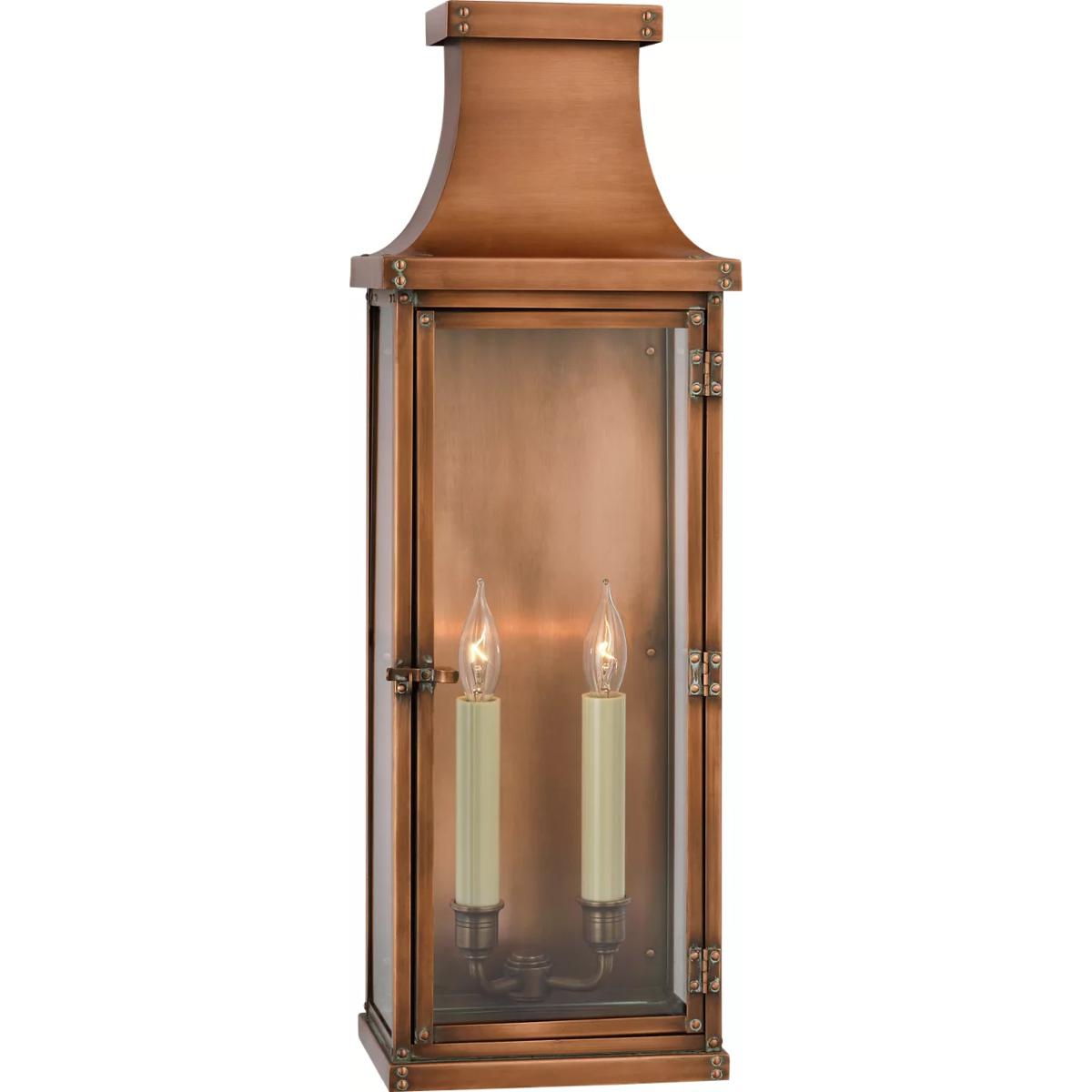Visual Comfort Signature Collection CHO2154NC Chapman & Myers Bedford 2 Light 24 inch Natural Copper Outdoor Wall Lantern, Large