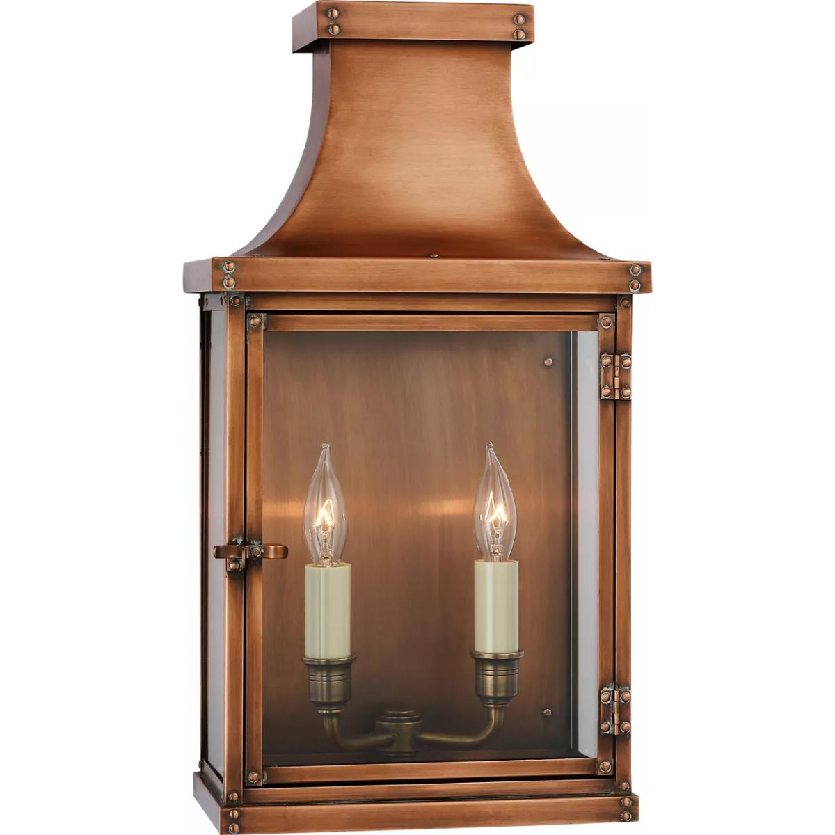 Visual Comfort Signature Collection CHO2156NC Chapman & Myers Bedford 2 Light 18 inch Natural Copper Outdoor Wall Lantern