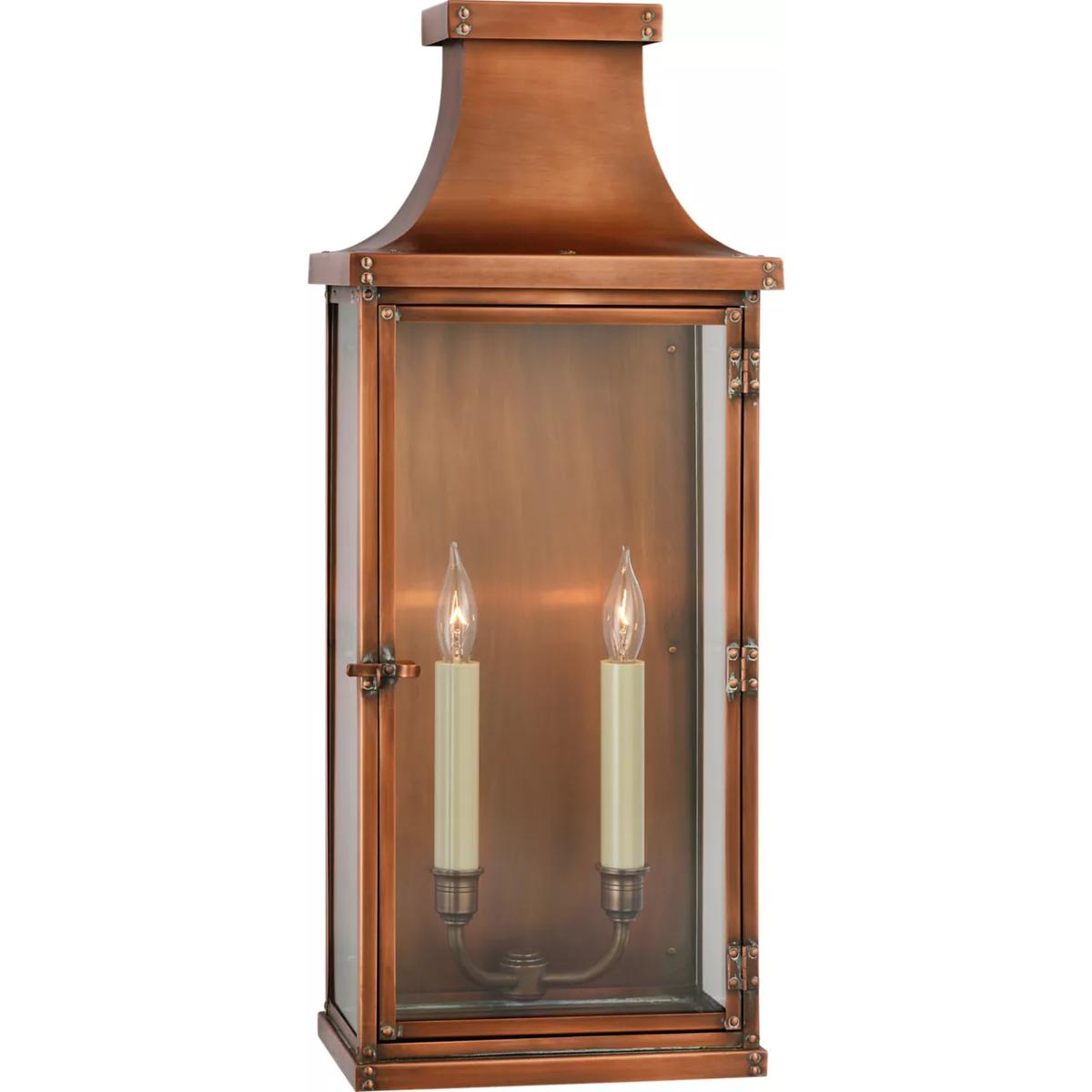 Visual Comfort Signature Collection CHO2157NC Chapman & Myers Bedford 2 Light 24 inch Natural Copper Outdoor Wall Lantern