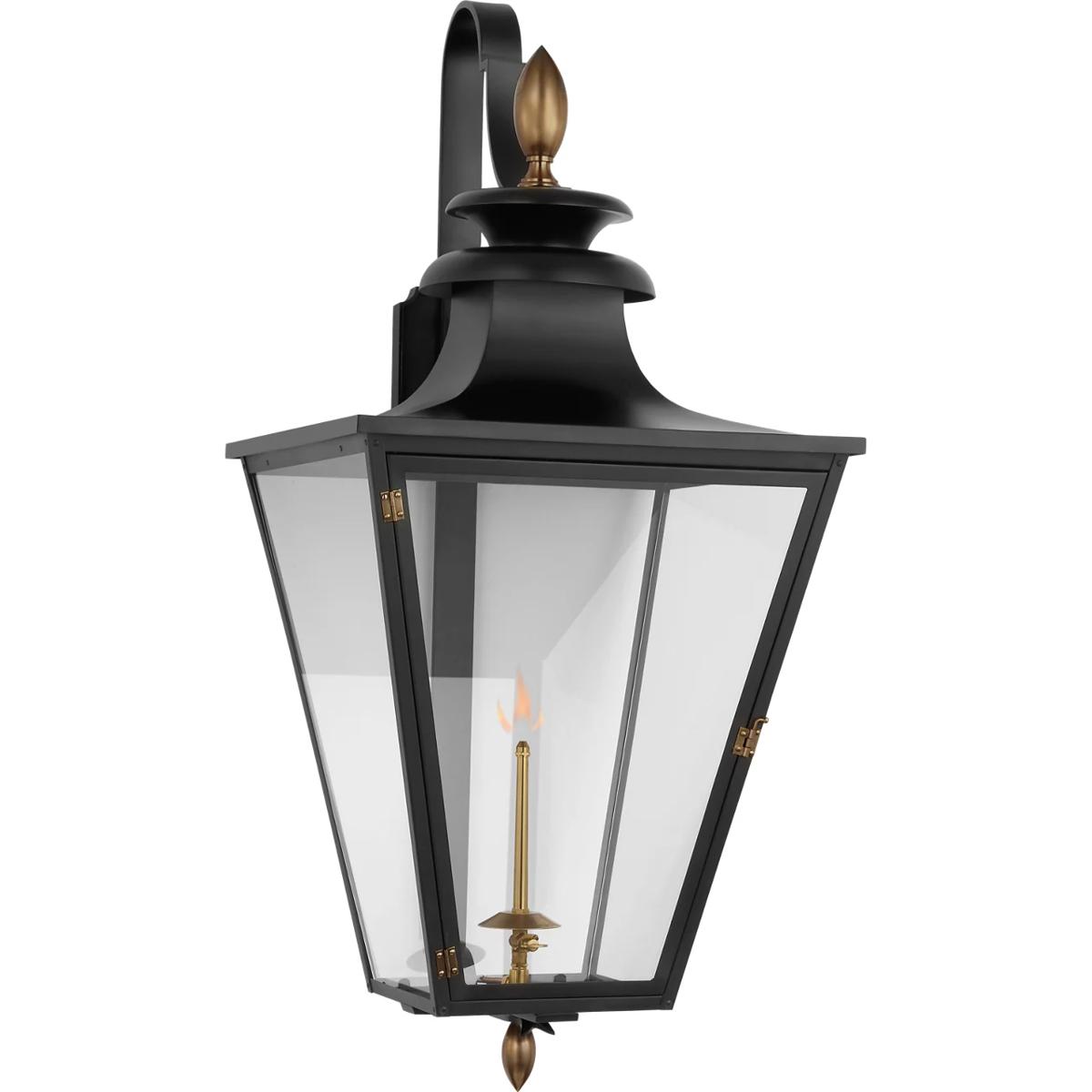 Visual Comfort Signature Collection CHO2437BLK-CG Chapman & Myers Albermarle2 1 Light 39.75 inch Matte Black and Brass Outdoor Bracketed Gas Wall Lant