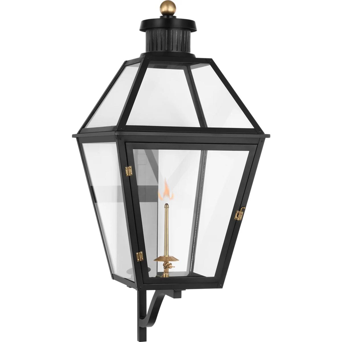 Visual Comfort Signature Collection CHO2457BLK-CG Chapman & Myers Stratford2 1 Light 40.5 inch Matte Black Outdoor Bracketed Gas Wall Lantern, XL