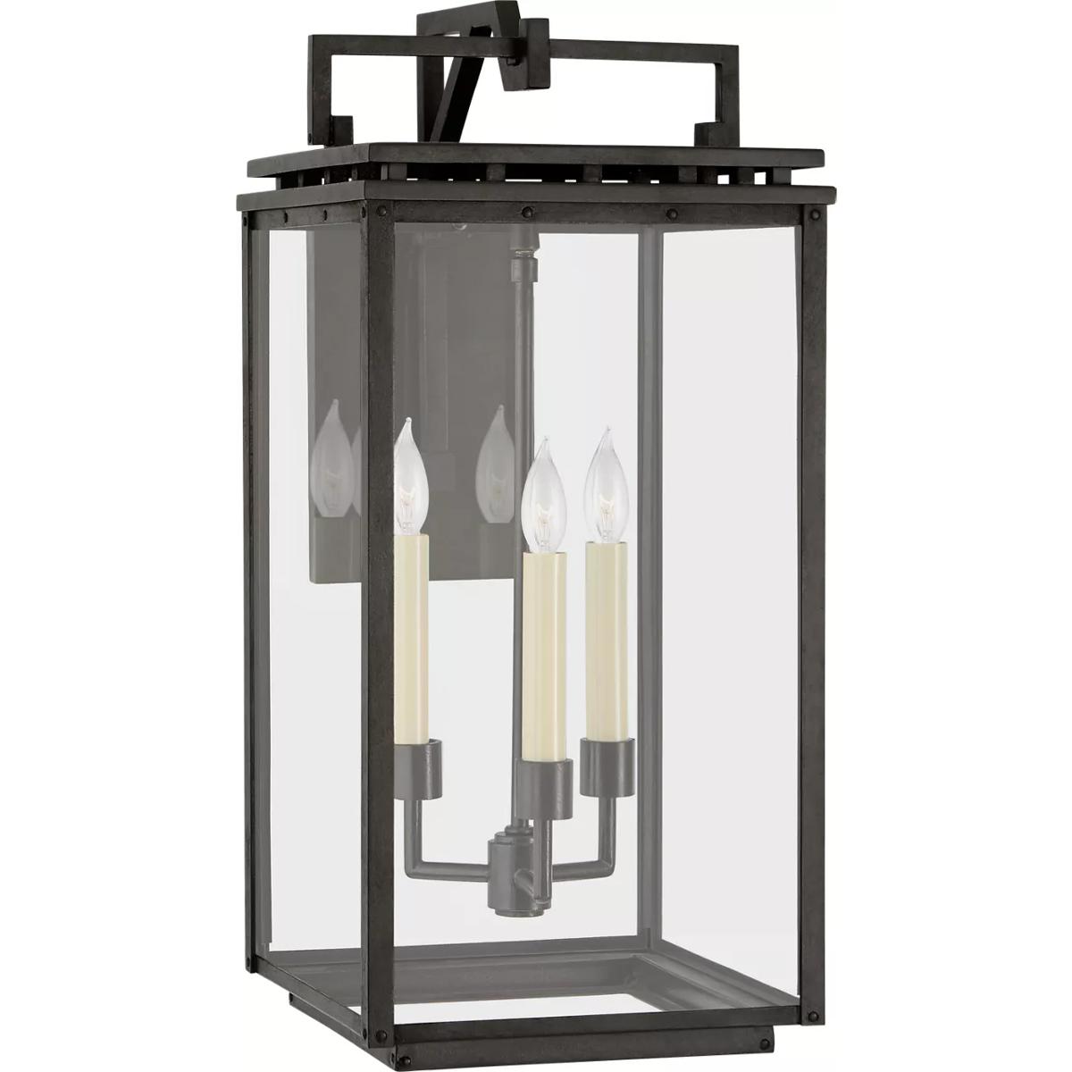 Visual Comfort Signature Collection CHO2612AI-CG Chapman & Myers Cheshire 3 Light 21 inch Aged Iron Outdoor Bracketed Wall Lantern, Medium