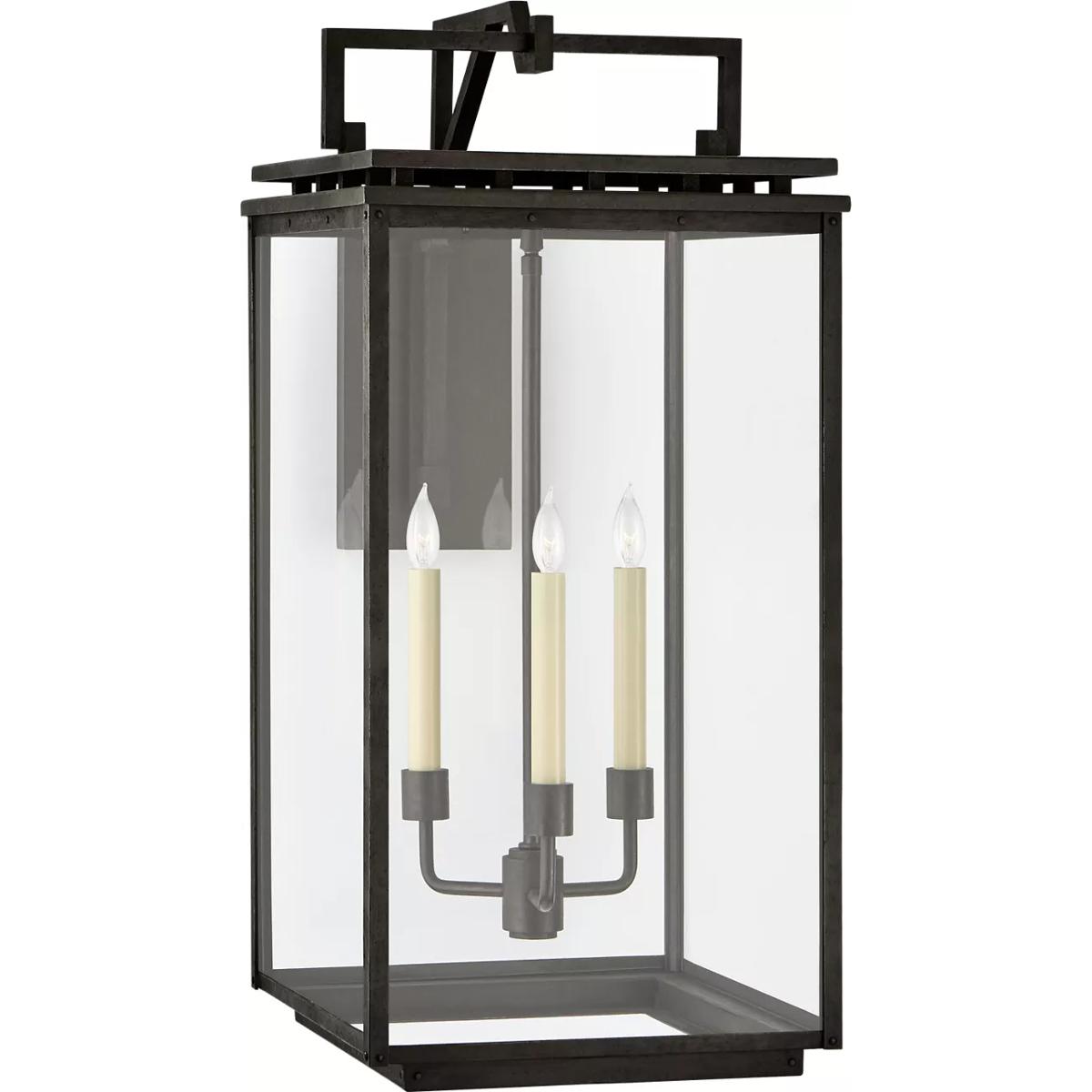 Visual Comfort Signature Collection CHO2613AI-CG Chapman & Myers Cheshire 3 Light 27.75 inch Aged Iron Outdoor Bracketed Wall Lantern, Large