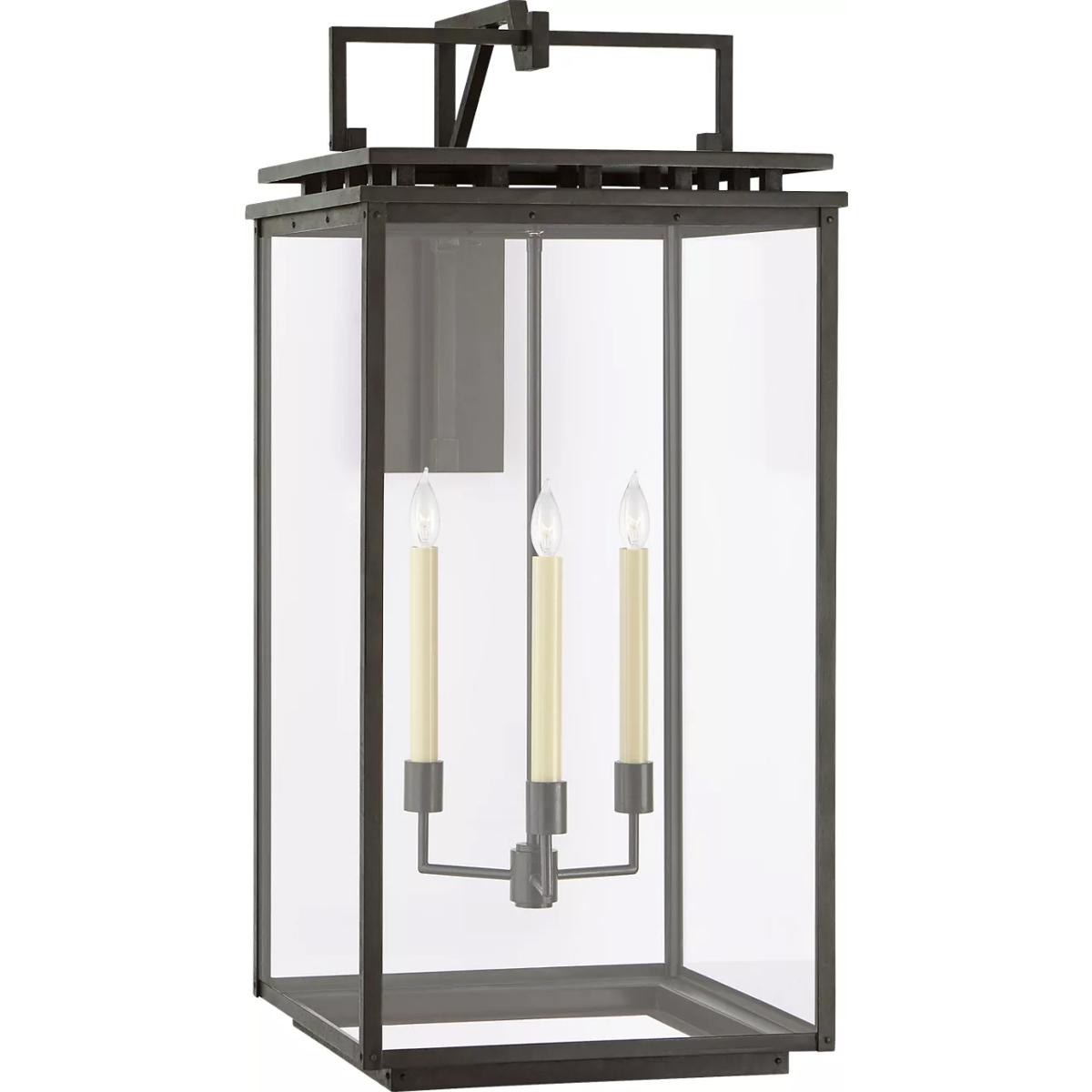 Visual Comfort Signature Collection CHO2614AI-CG Chapman & Myers Cheshire 3 Light 36.5 inch Aged Iron Outdoor Bracketed Wall Lantern, Grande