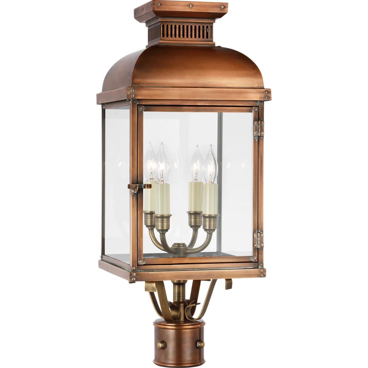 Visual Comfort Signature Collection CHO7821NC-CG Chapman & Myers Suffork 4 Light 24.25 inch Natural Copper Outdoor Post Lantern