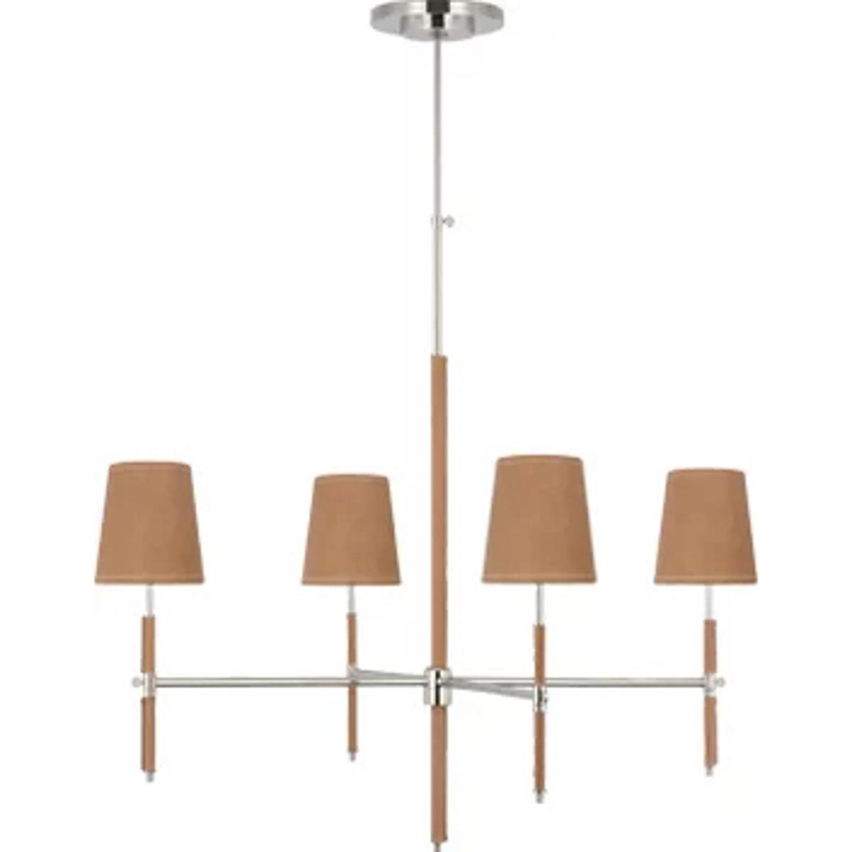 Visual Comfort Signature Collection TOB5582PN/NAT-NAT Thomas O'Brien Bryant Wrapped LED 36 inch Polished Nickel and Natural Leather Wrapped Chandelier