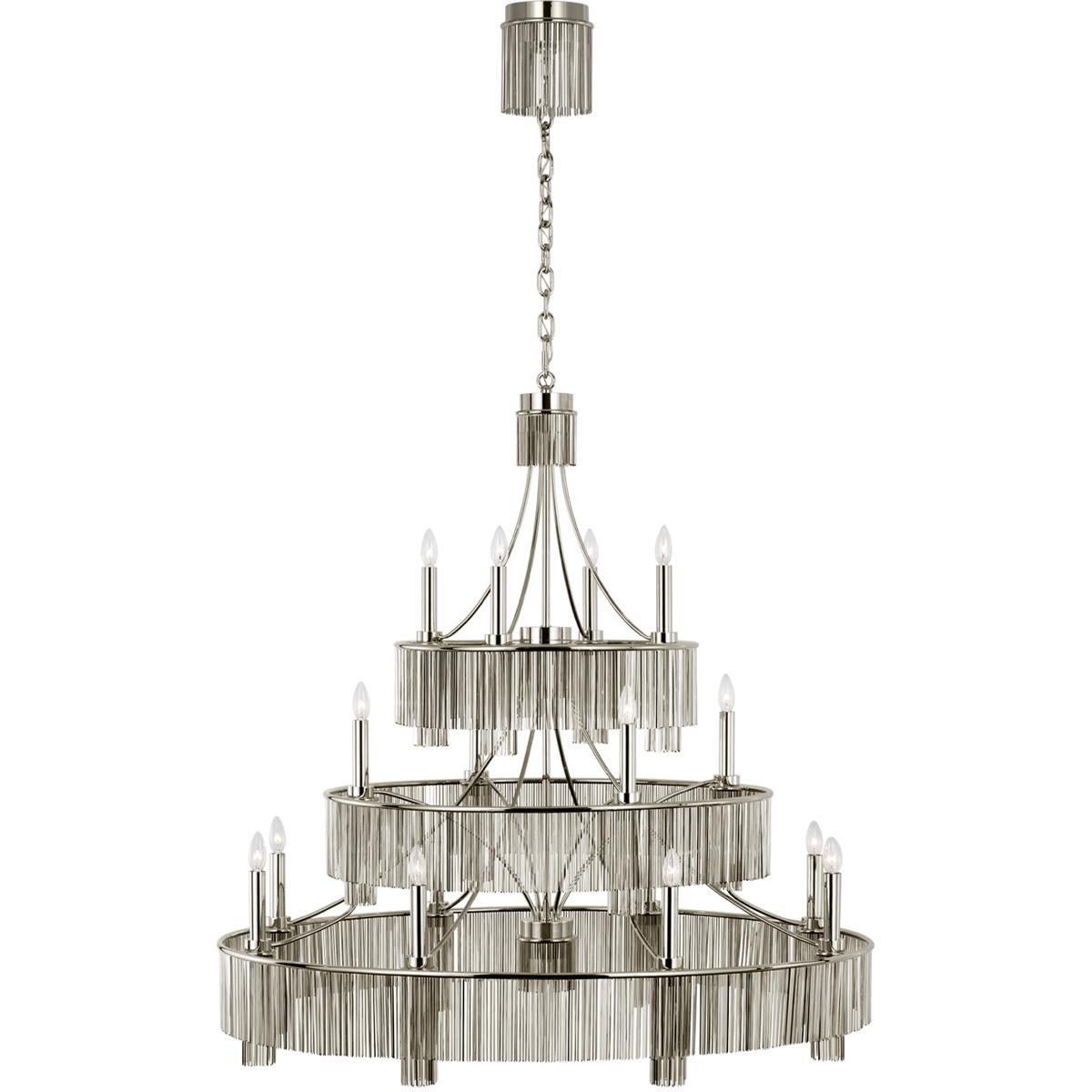 Visual Comfort Signature Collection FW5205PN Fisher Weisman Sutton LED 50.25 inch Polished Nickel Three Tier Chandelier Ceiling Light