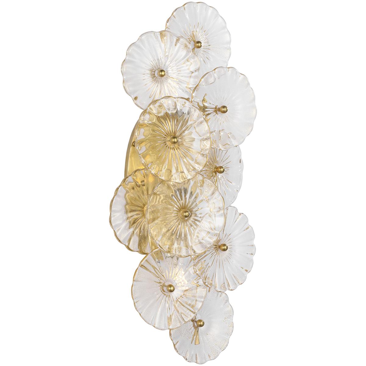 Visual Comfort Signature Collection JN2035HAB-GF Julie Neill Gianna LED 9.5 inch Hand-Rubbed Antique Brass Layered Sconce Wall Light in Gold Fleck Gla