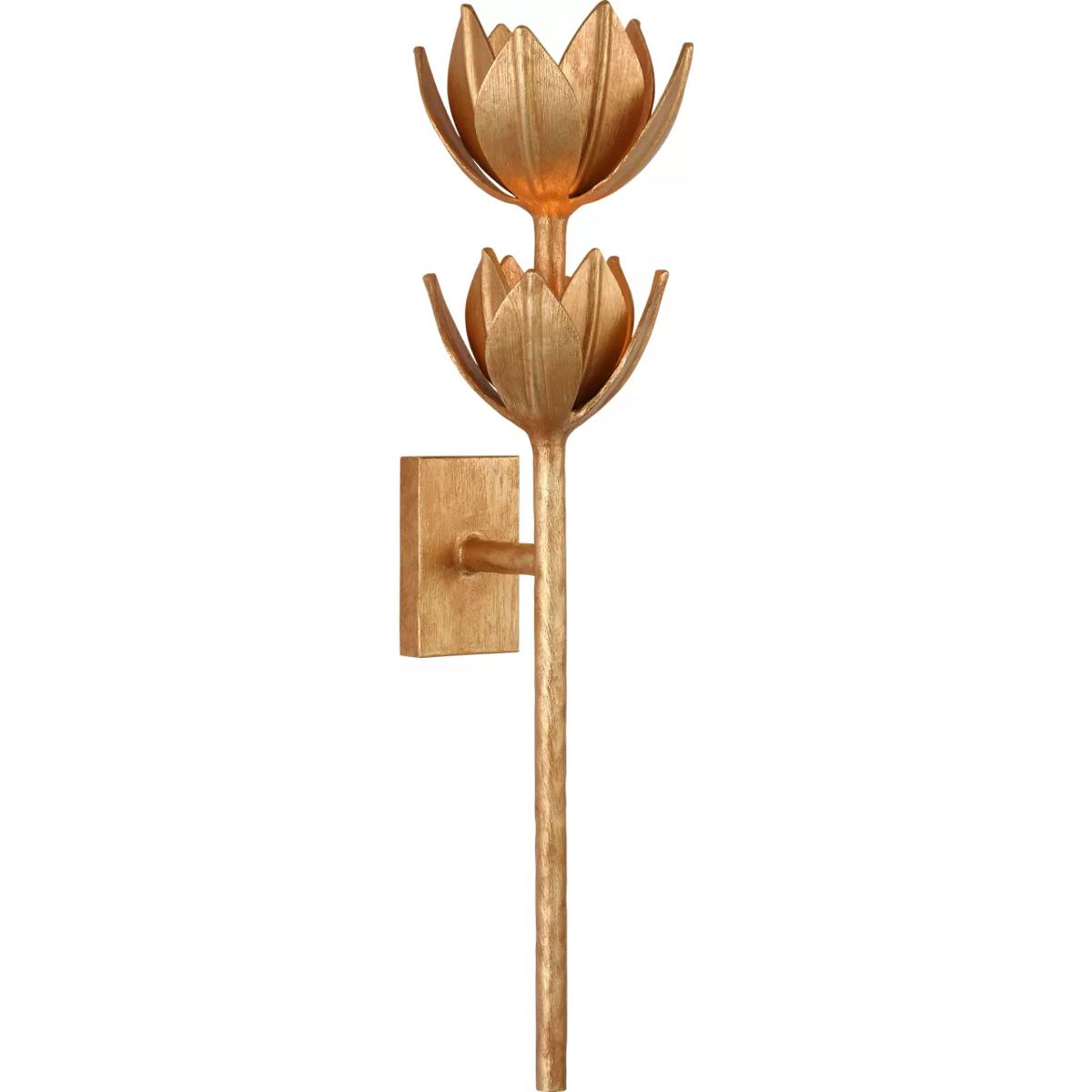 Visual Comfort Signature Collection JN2043AGL Julie Neill Alberto LED 6.75 inch Antique Gold Leaf Two Tier Sconce Wall Light, Large