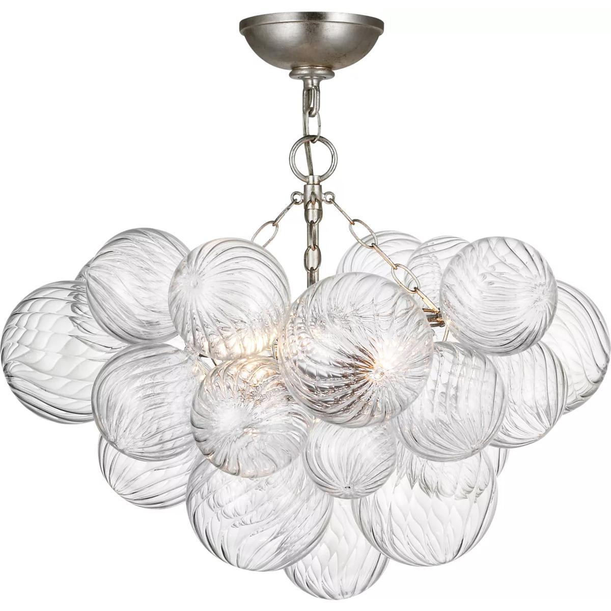 Visual Comfort Signature Collection JN4110BSL/CG Julie Neill Talia LED 24 inch Burnished Silver Leaf and Clear Swirled Glass Semi-Flush Mount Ceiling