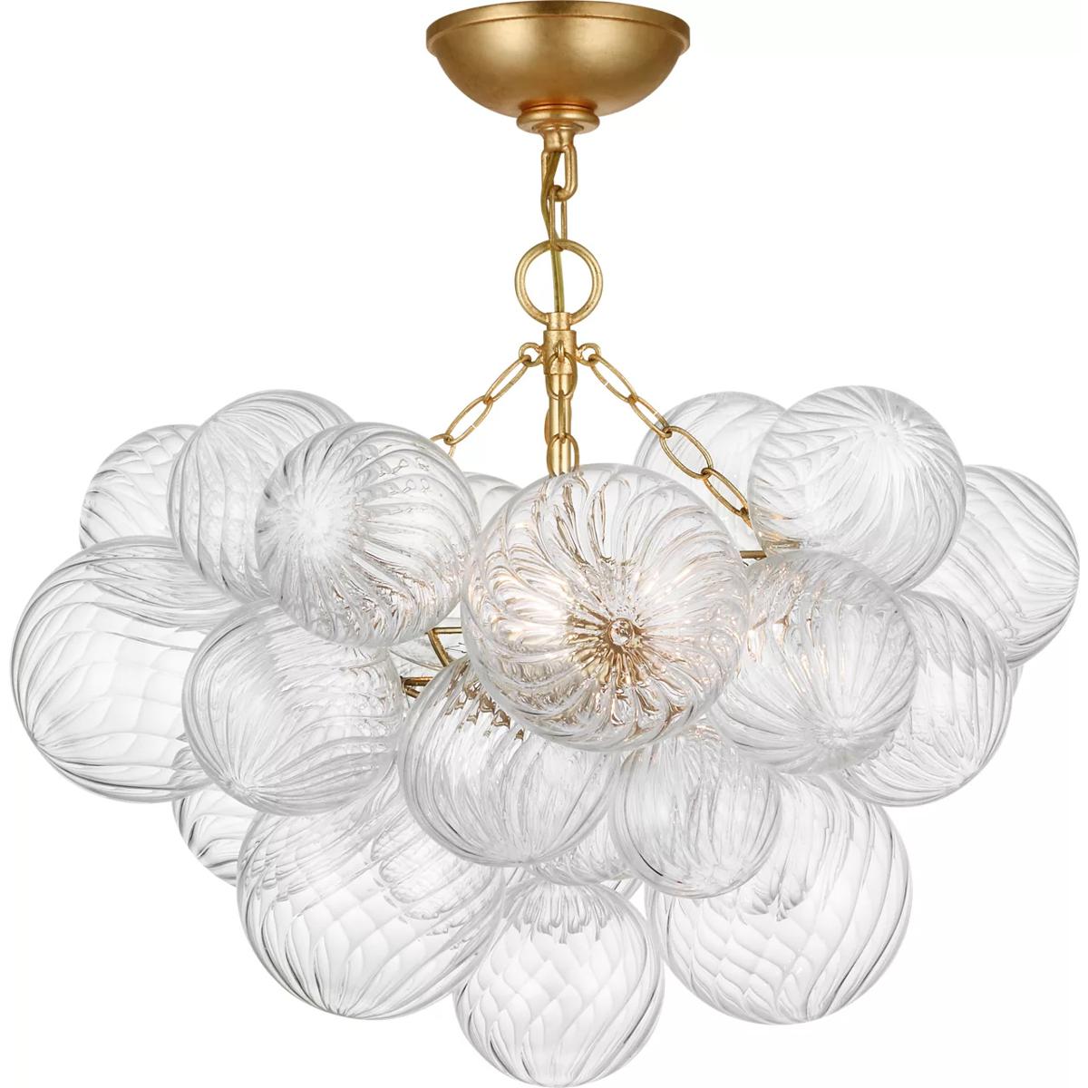 Visual Comfort Talia Modern Gild Metal Swirled Glass Semi Flush Mount - Small