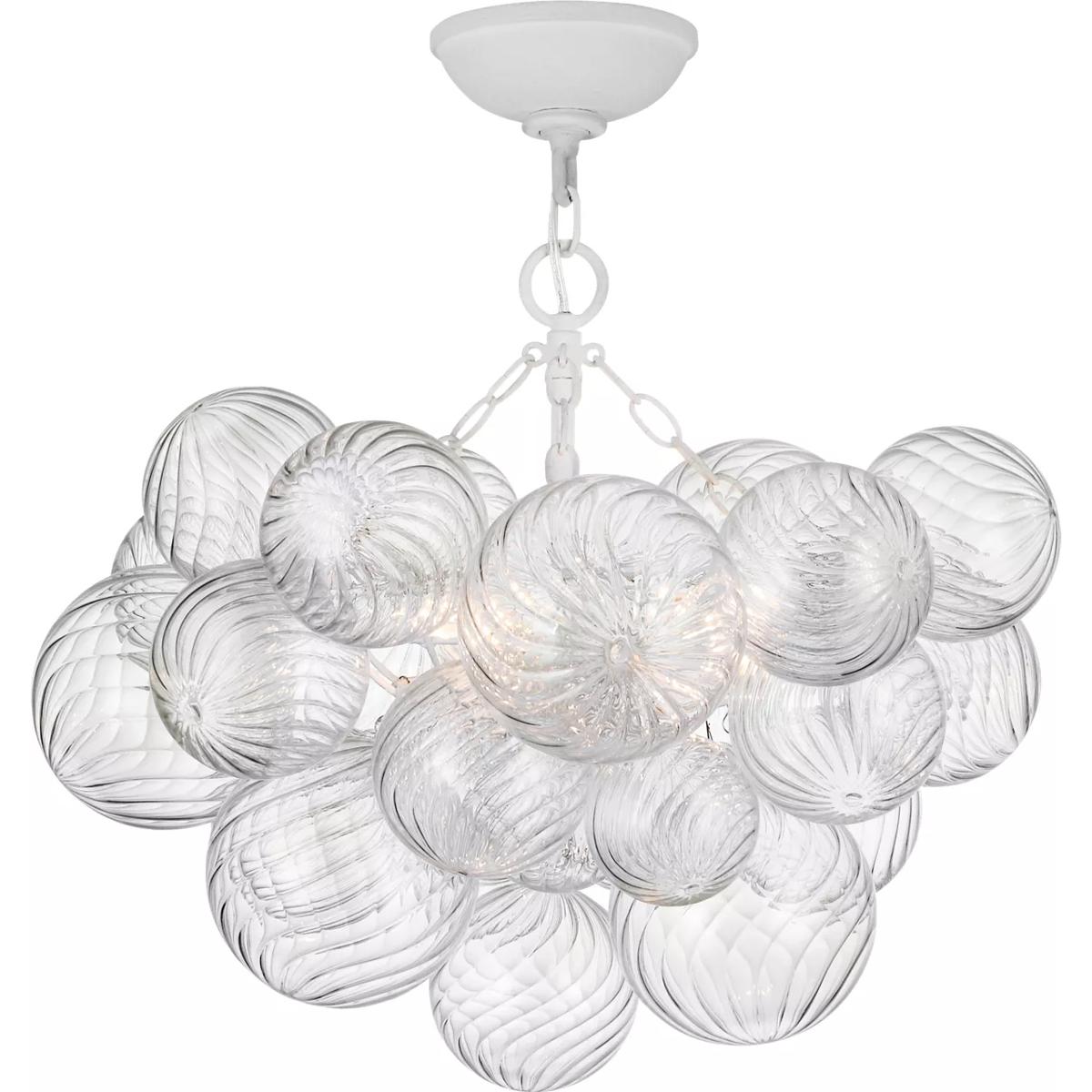 Visual Comfort Talia Plaster White Metal Swirled Glass Semi Flush Mount - Small