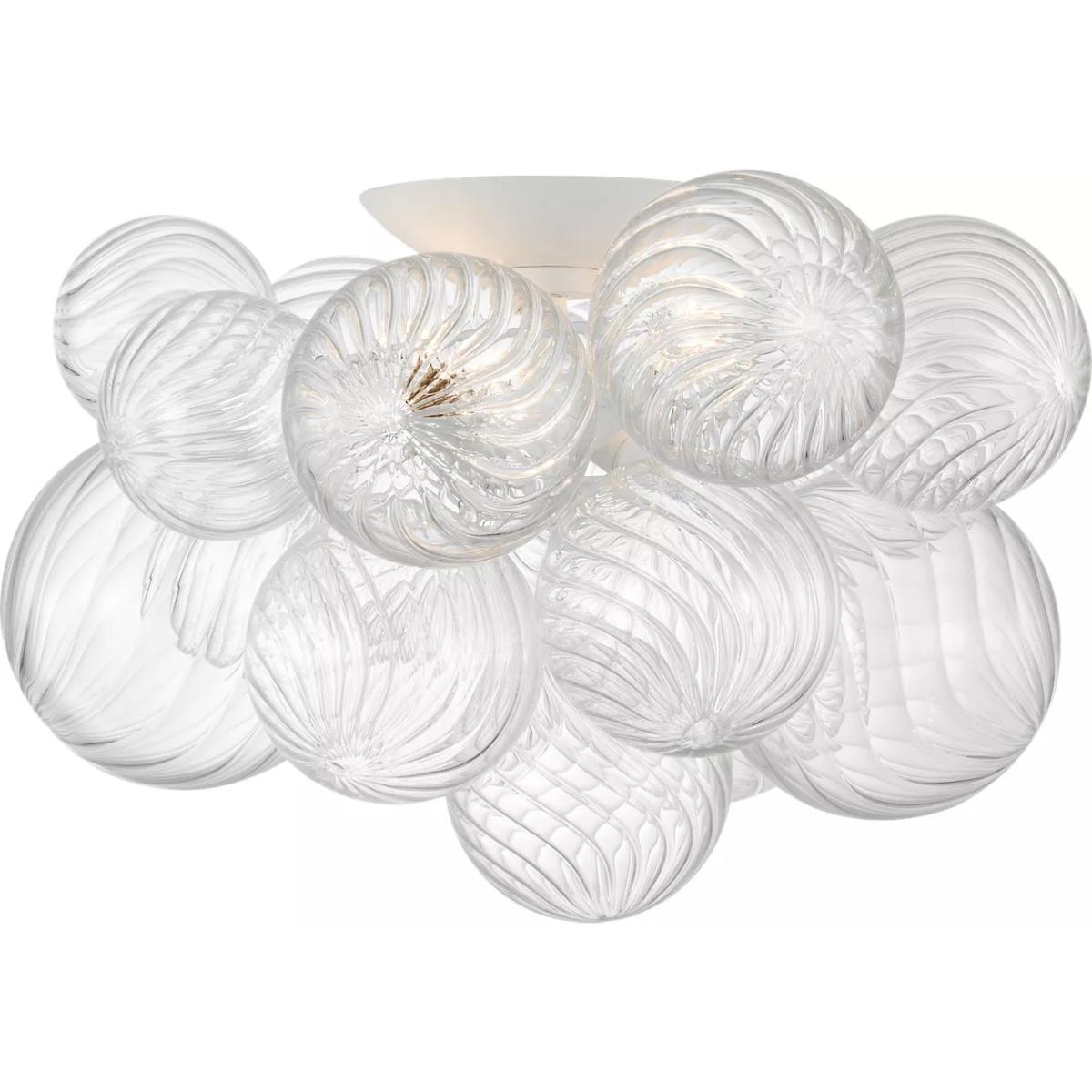 Visual Comfort Signature Collection JN4112PW/CG Julie Neill Talia LED 19.5 inch Plaster White and Clear Swirled Glass Flush Mount Ceiling Light, Large