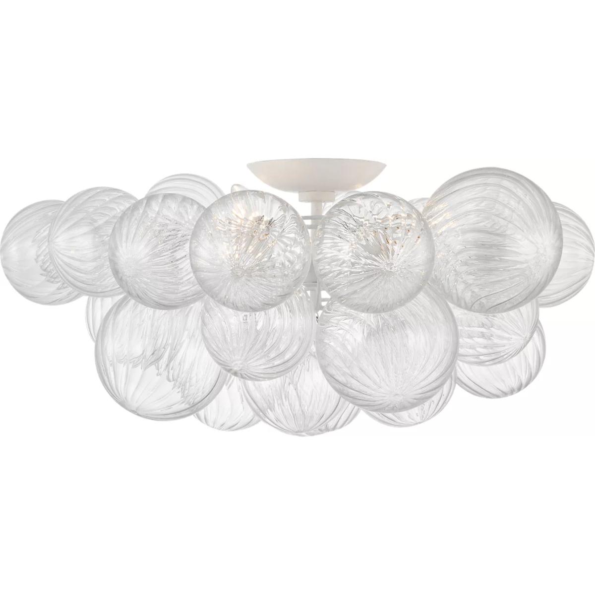 Visual Comfort Signature Collection JN4113PW/CG Julie Neill Talia LED 25.25 inch Plaster White and Clear Swirled Glass Flush Mount Ceiling Light, Extr
