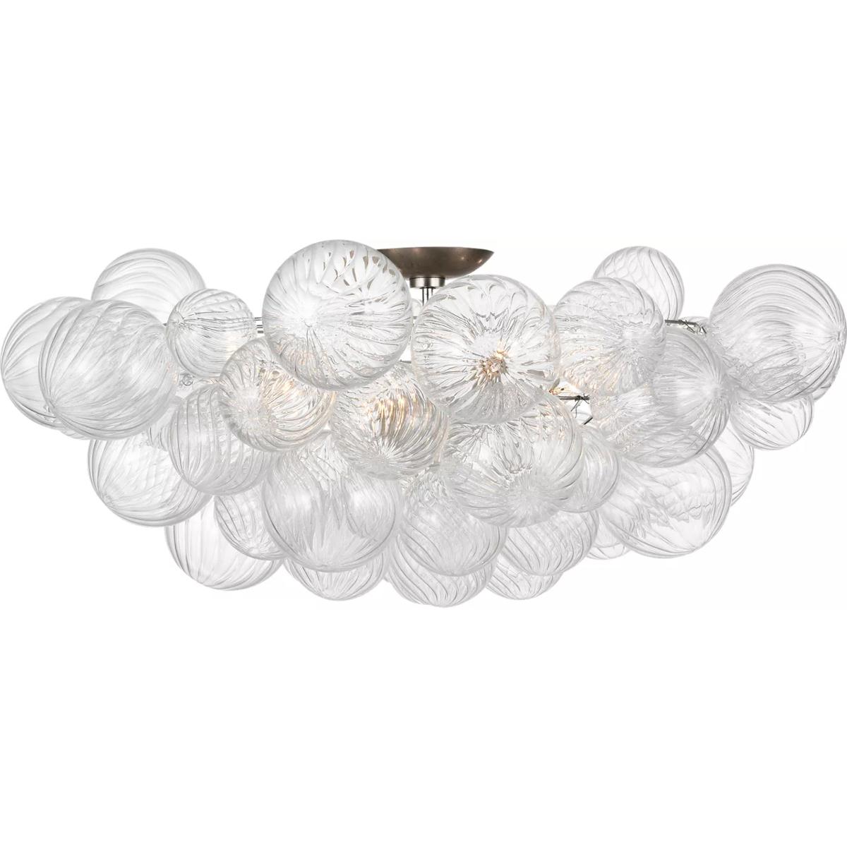 Visual Comfort Signature Collection JN4114BSL/CG Julie Neill Talia LED 37.5 inch Burnished Silver Leaf and Clear Swirled Glass Flush Mount Ceiling Lig