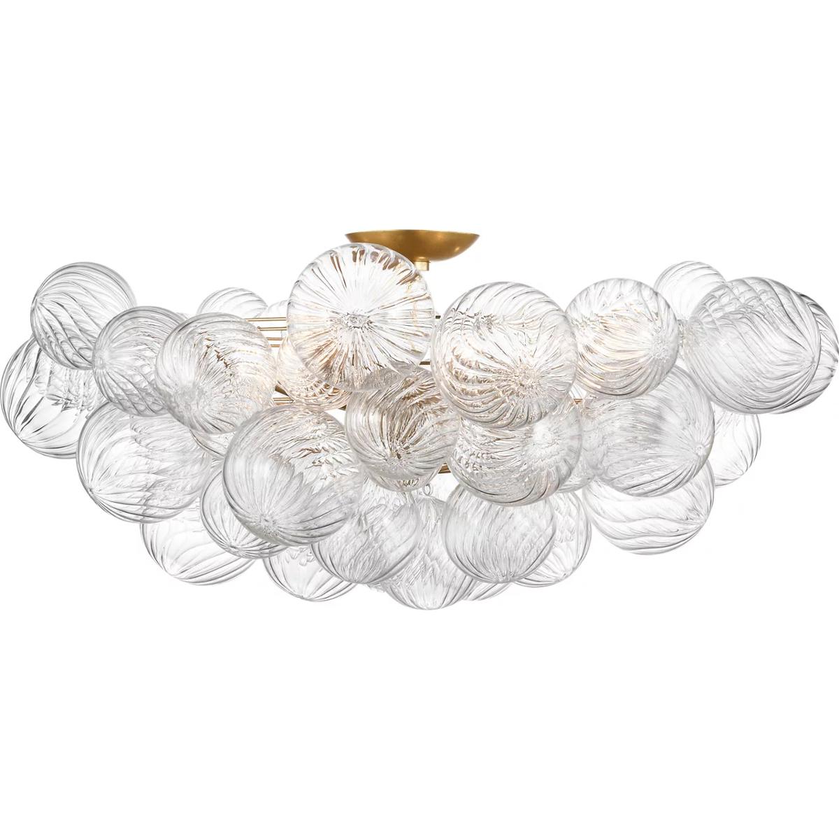 Visual Comfort Signature Collection JN4114G/CG Julie Neill Talia LED 37.5 inch Gild and Clear Swirled Glass Flush Mount Ceiling Light, Grande