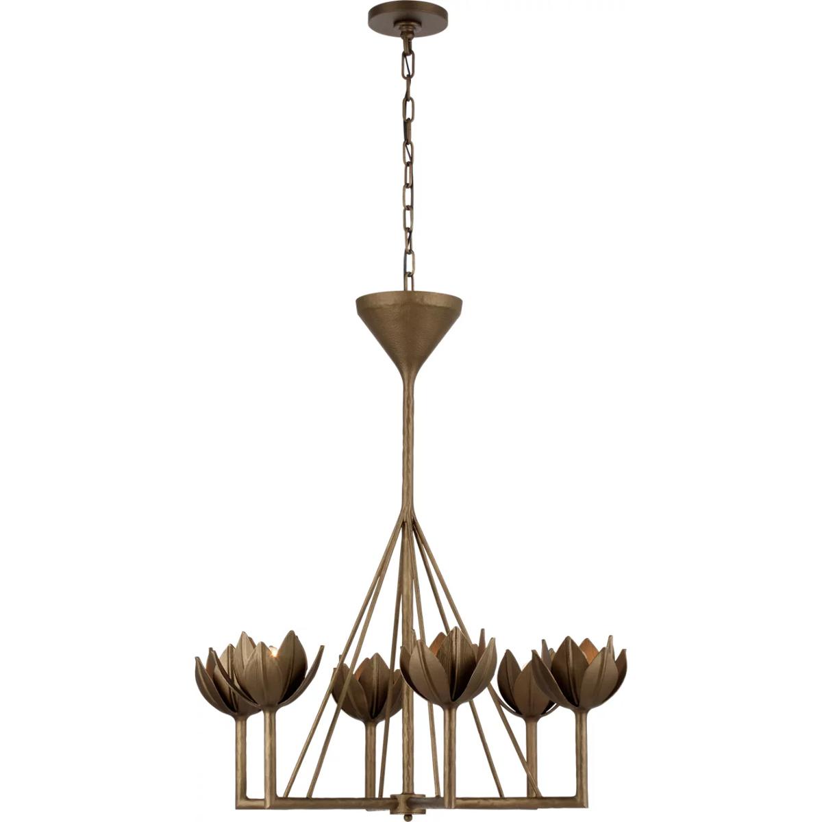 Visual Comfort Signature Collection JN5003ABL Julie Neill Alberto 6 Light 30 inch Antique Bronze Leaf Single Tier Chandelier Ceiling Light, Small