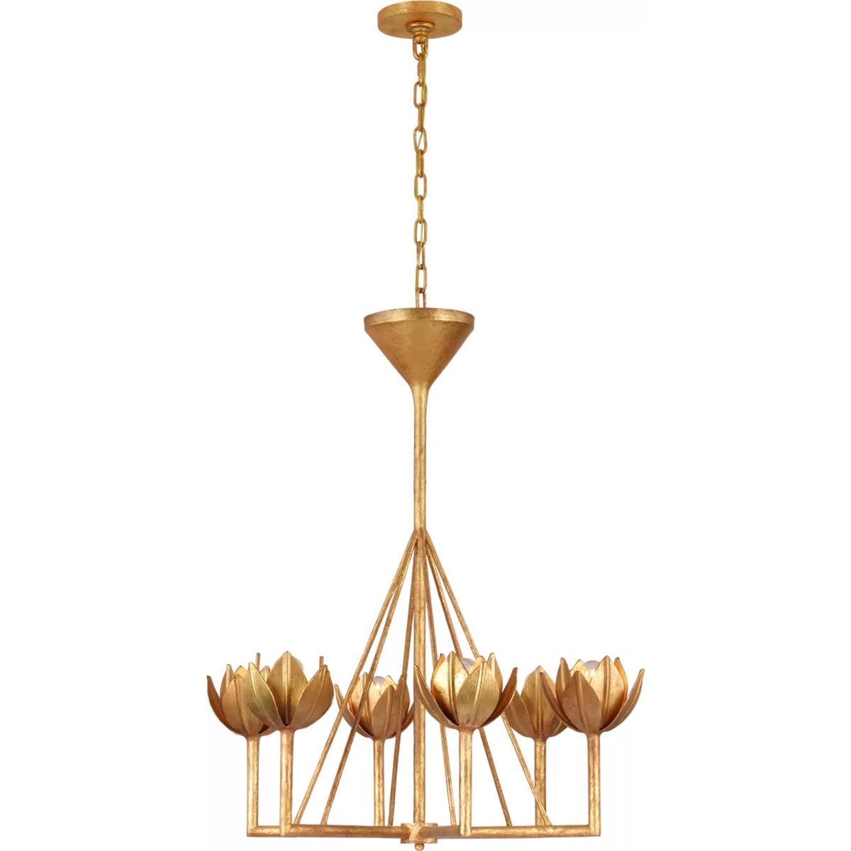Visual Comfort Signature Collection JN5003AGL Julie Neill Alberto 6 Light 30 inch Antique Gold Leaf Single Tier Chandelier Ceiling Light, Small