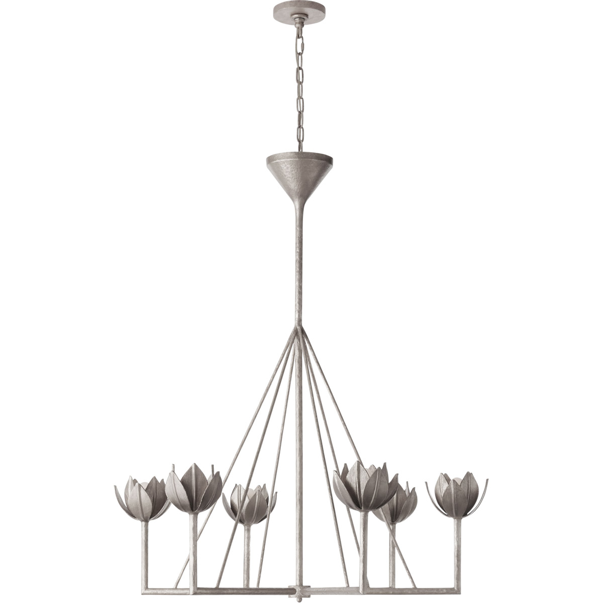 Visual Comfort Signature Collection JN5004BSL Julie Neill Alberto 6 Light 40 inch Burnished Silver Leaf Single Tier Chandelier Ceiling Light, Large