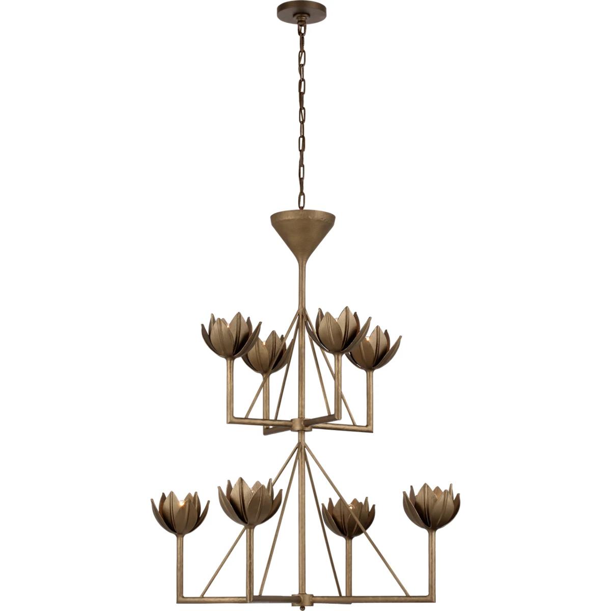 Visual Comfort Signature Collection JN5005ABL Julie Neill Alberto 8 Light 35.5 inch Antique Bronze Leaf Two Tier Chandelier Ceiling Light, Medium