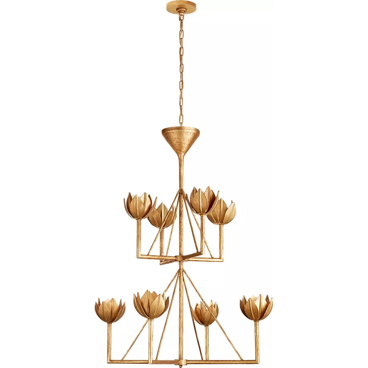 Visual Comfort Signature Collection JN5005AGL Julie Neill Alberto 8 Light 35.5 inch Antique Gold Leaf Two Tier Chandelier Ceiling Light, Medium