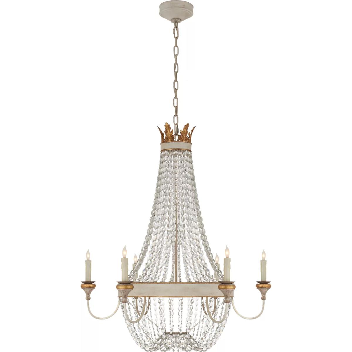 Visual Comfort Signature Collection JN5016VWGCG Julie Neill Entellina 6 Light 3425 inch Vintage White and Gild Chandelier Ceiling Light