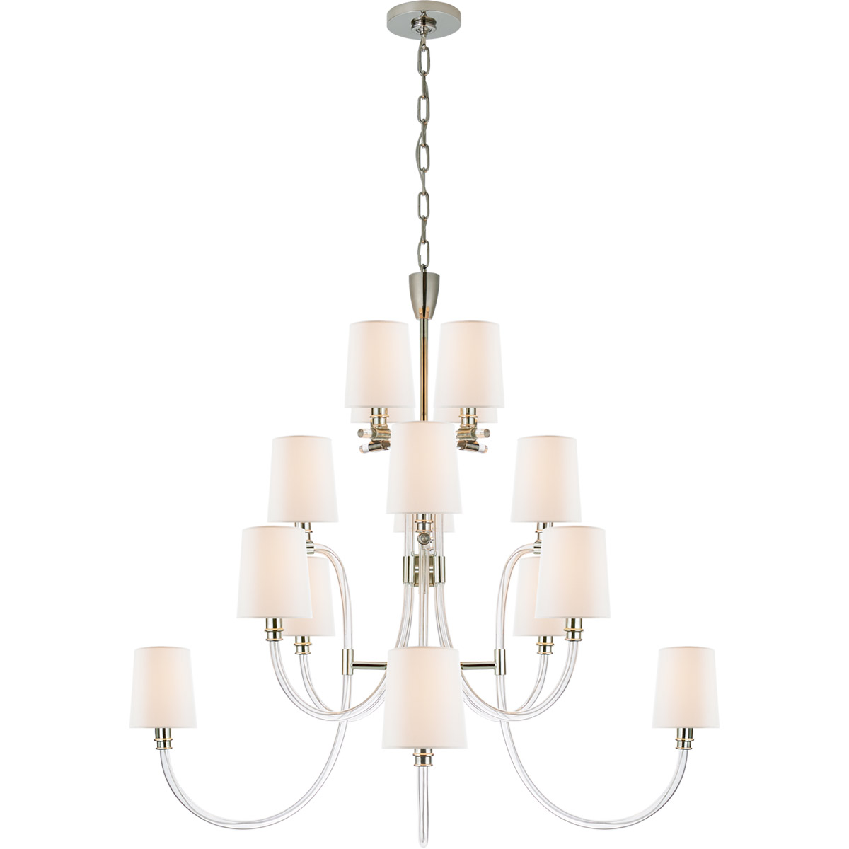 Visual Comfort Signature Collection JN5030CG/PN-L Julie Neill Clarice 16 Light 44.25 inch Clear Acrylic with Polished Nickel Chandelier Ceiling Light